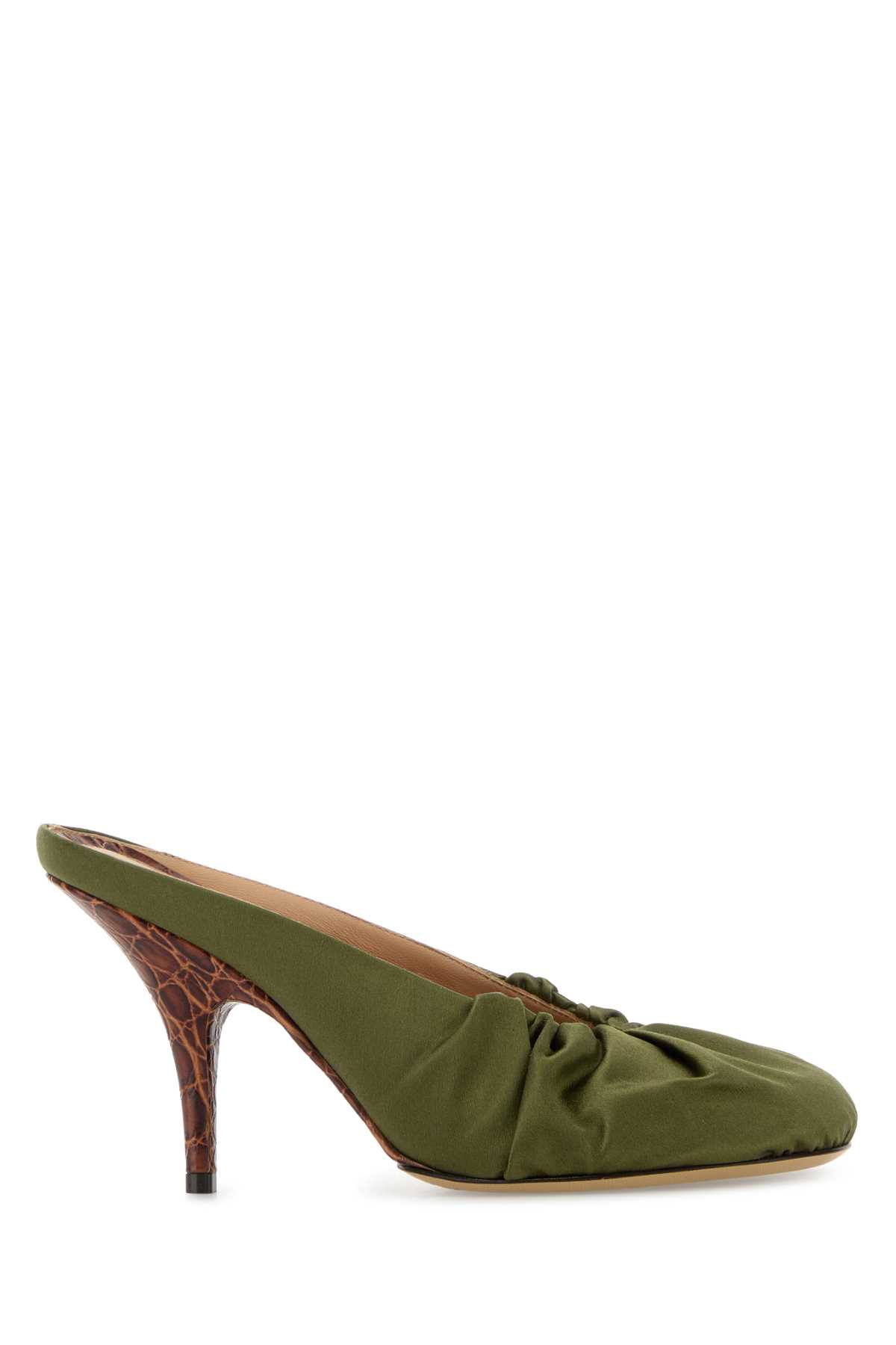 Olive green satin mules 252011734699607 (Dries Van Noten / サンダル ) | Dries Van Noten (ドリスヴァンノッテン)