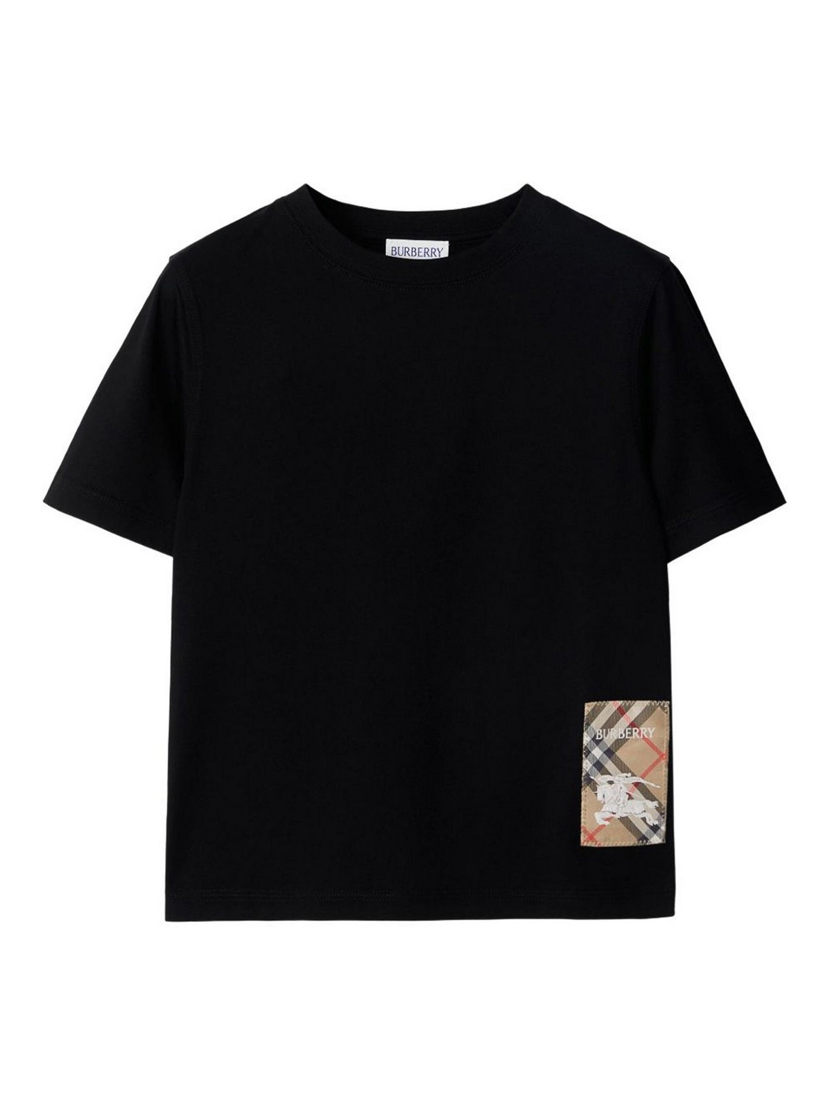 T-shirts with checked application 8108602A1189BLACK (Burberry / Tシャツ・カットソー ) | Burberry (バーバリー)