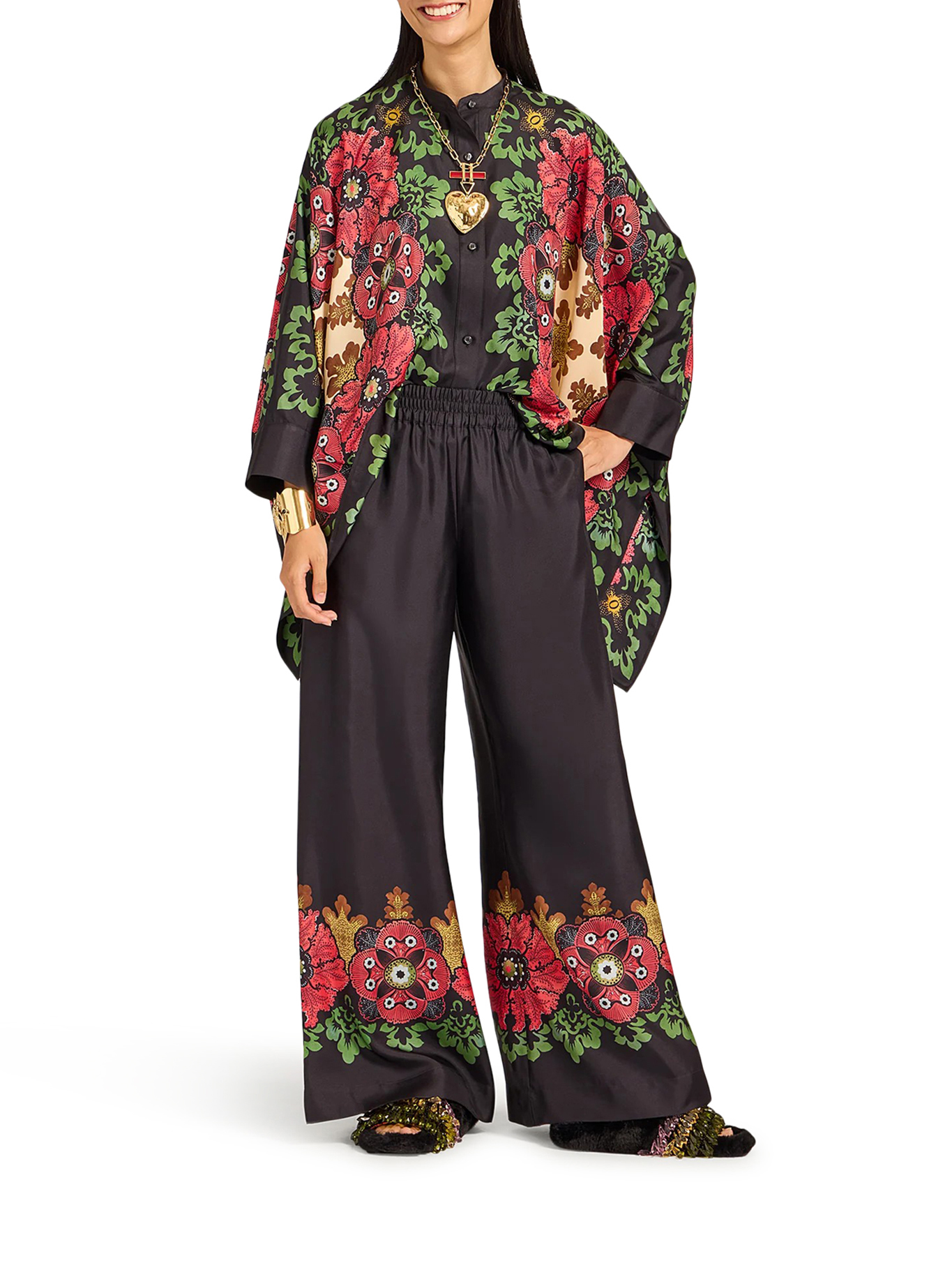 SILK PALAZZO TROUSERS TRO0026SIL006BOU01RE01 (La DoubleJ / パンツ ) | La DoubleJ (ラダブルジェイ)(1)