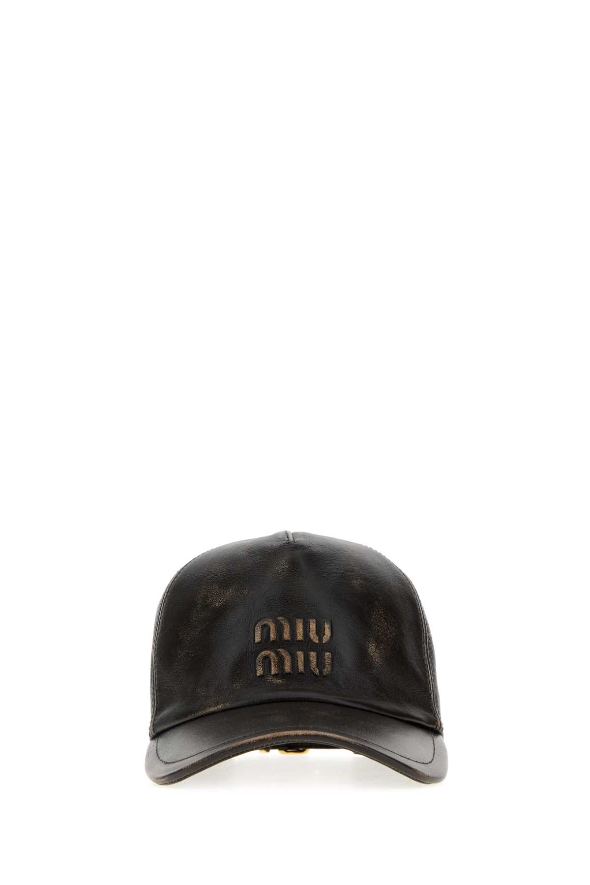Dark brown nappa leather baseball cap 5HC179AF6PF0201 (MIU MIU / 帽子 ) | MIU MIU (ミュウミュウ)