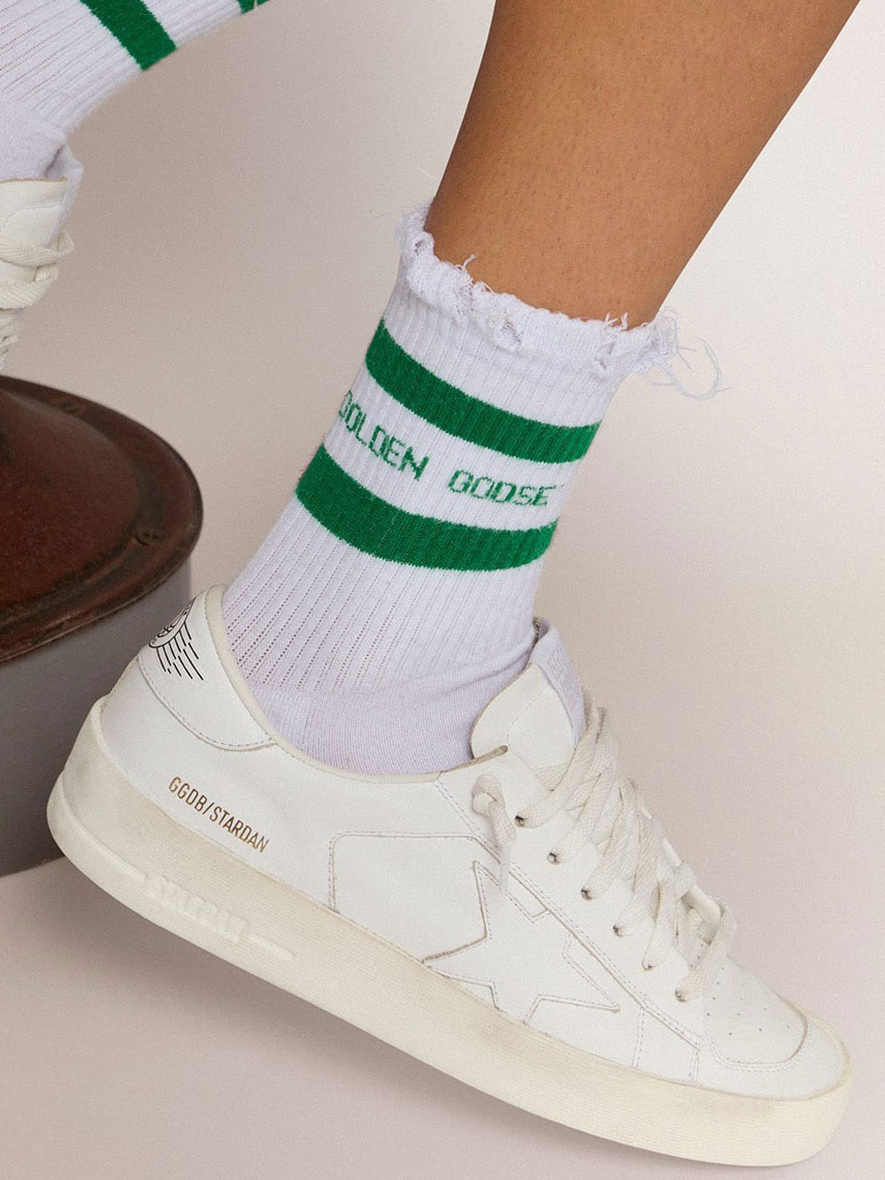 LOGO AND STRIPES COTTON BLEND SOCKS GUP00883P00048781237 (Golden Goose / アンダーウェア ) | Golden Goose (ゴールデングース)(1)