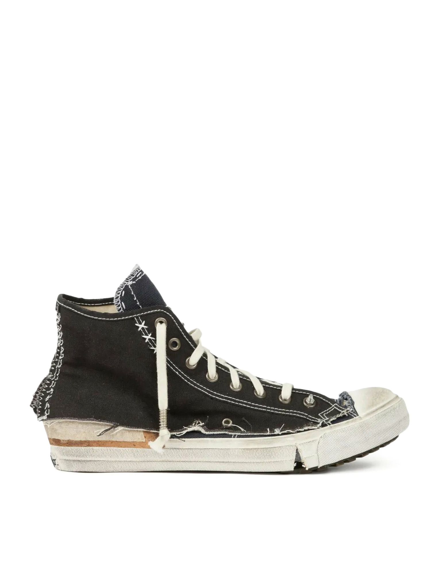 "LOVE TO DEATH" HIGH-TOP CANVAS SNEAKERS WITH DESTRUCTURED DETAILS S97WS0082P7454HB130 (Maison Margiela / スニーカー ) | Maison Margiela (メゾン マルジェラ)