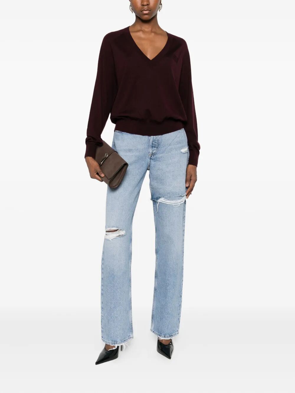 WOOL BLEND TRICOT V-NECK SWEATER MK34S57E2EA4 (Elisabetta Franchi / ニット・セーター・カーディガン ) | Elisabetta Franchi (エリザベッタ フランキ)(1)