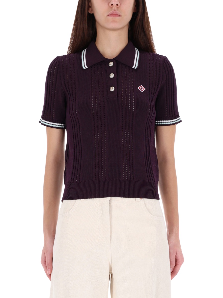 COTTON KNIT POLO SHIRT WAW25KW108901AUBERGINE (Casablanca / ポロシャツ ) | Casablanca (カサブランカ)