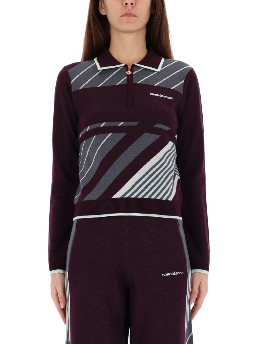 "DIAGONAL" TENNIS POLO SHIRT WAW25KW108501AUBERGINE (Casablanca / ポロシャツ ) | Casablanca (カサブランカ)