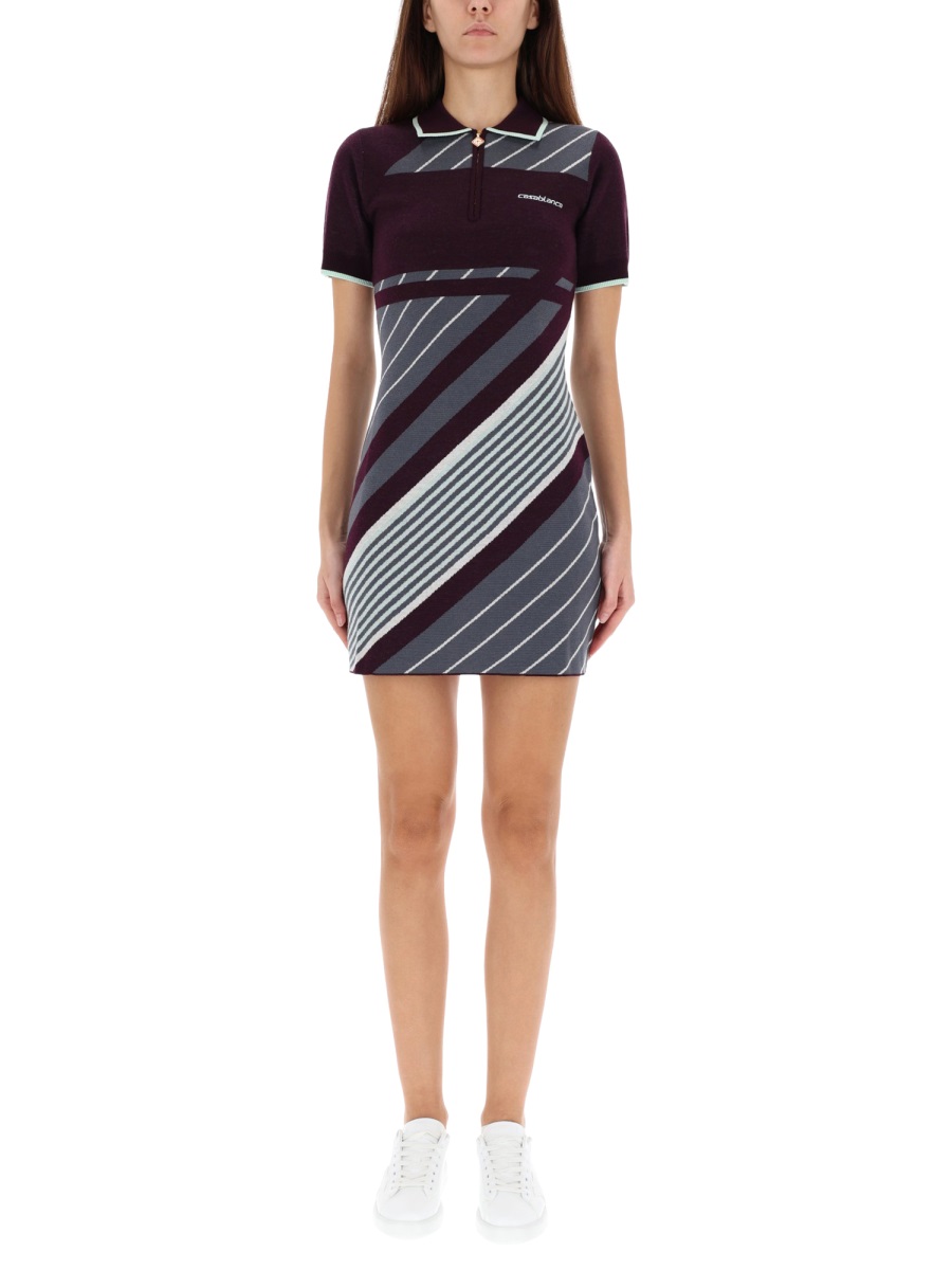 "DIAGONAL" TENNIS POLO DRESS WAW25KW108701AUBERGINE (Casablanca / ワンピース・ドレス・オールインワン ) | Casablanca (カサブランカ)