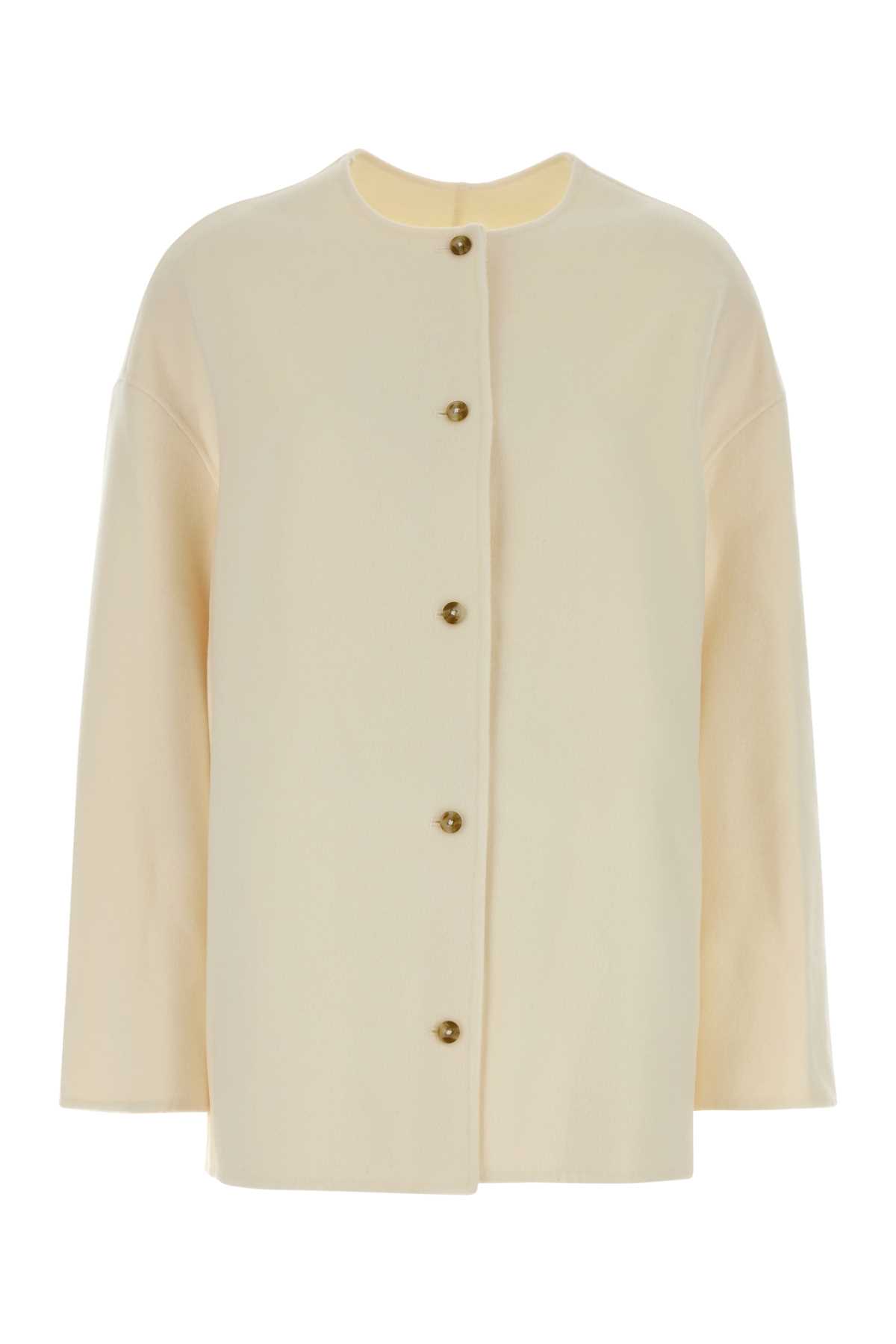 Ivory flannel Dunne jacket DUNNEIVORY (LOULOU STUDIO / コート ) | LOULOU STUDIO (ルルスタジオ)