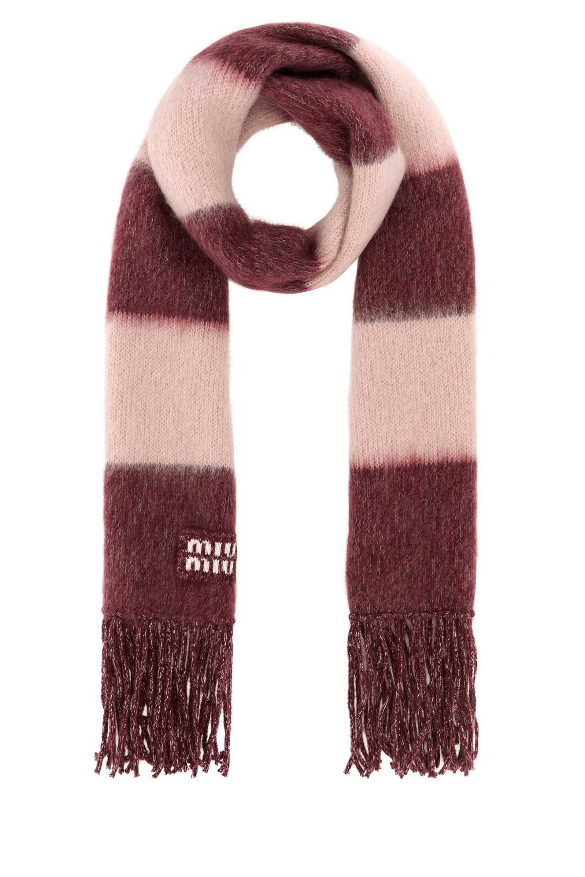 Embroidered mohair blend scarf 5FS0942CVEF04BG (MIU MIU / スカーフ・マフラー ) | MIU MIU (ミュウミュウ)