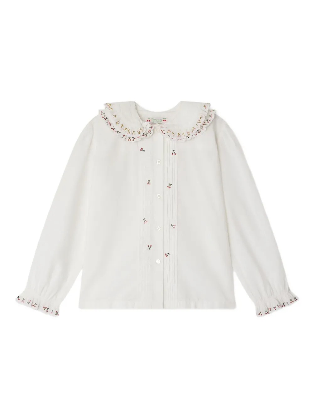 JANEKE ORGANIC COTTON PLEATED BLOUSE WITH EMBROIDERED COLLAR W05GBLW00018102 (Bonpoint / シャツ・ブラウス ) | Bonpoint (ボンポワン)