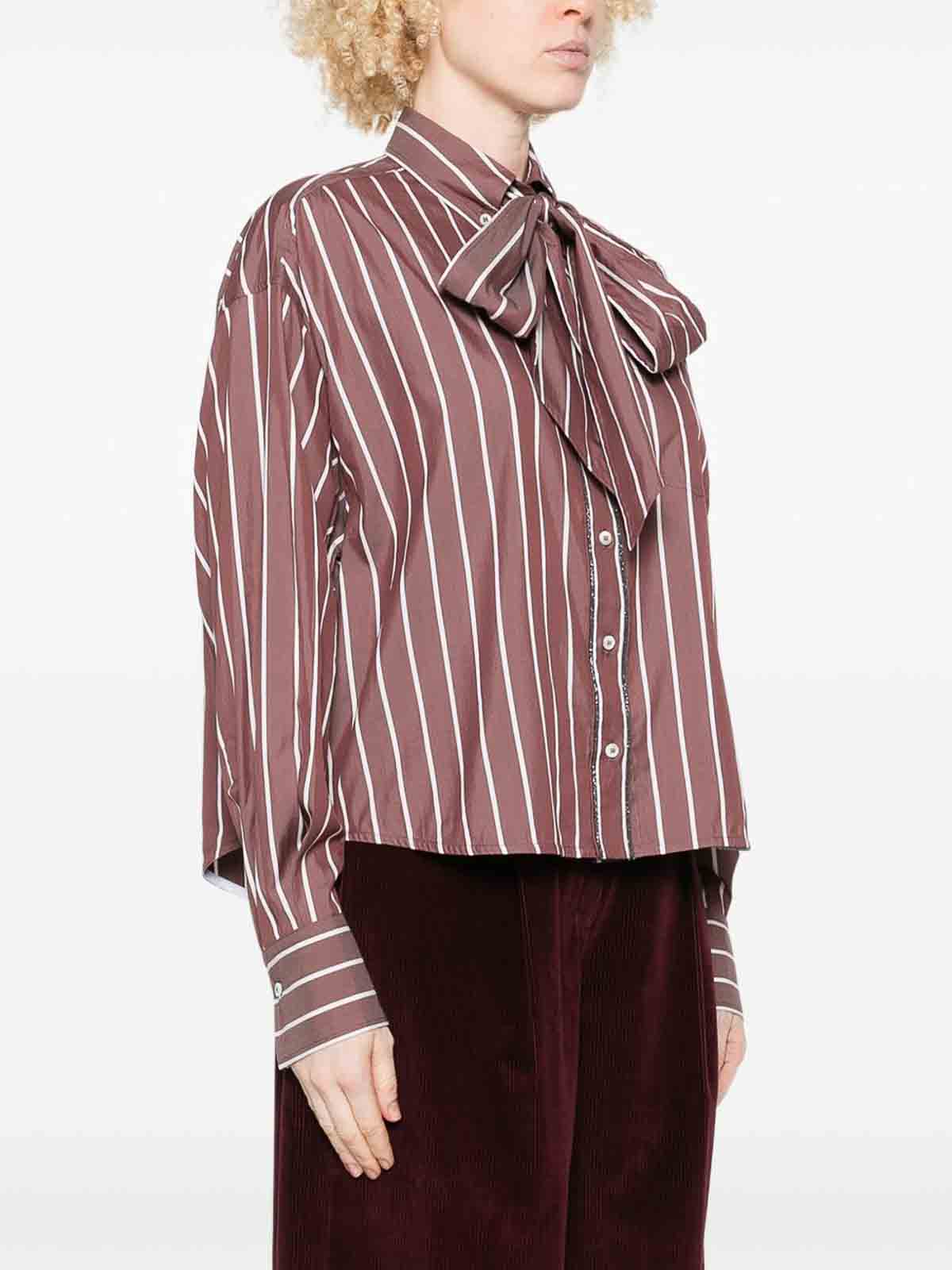 Striped Shirt With Bow MP752ND726C029 (Brunello Cucinelli / シャツ・ブラウス ) | Brunello Cucinelli (ブルネロ・クチネリ)(4)