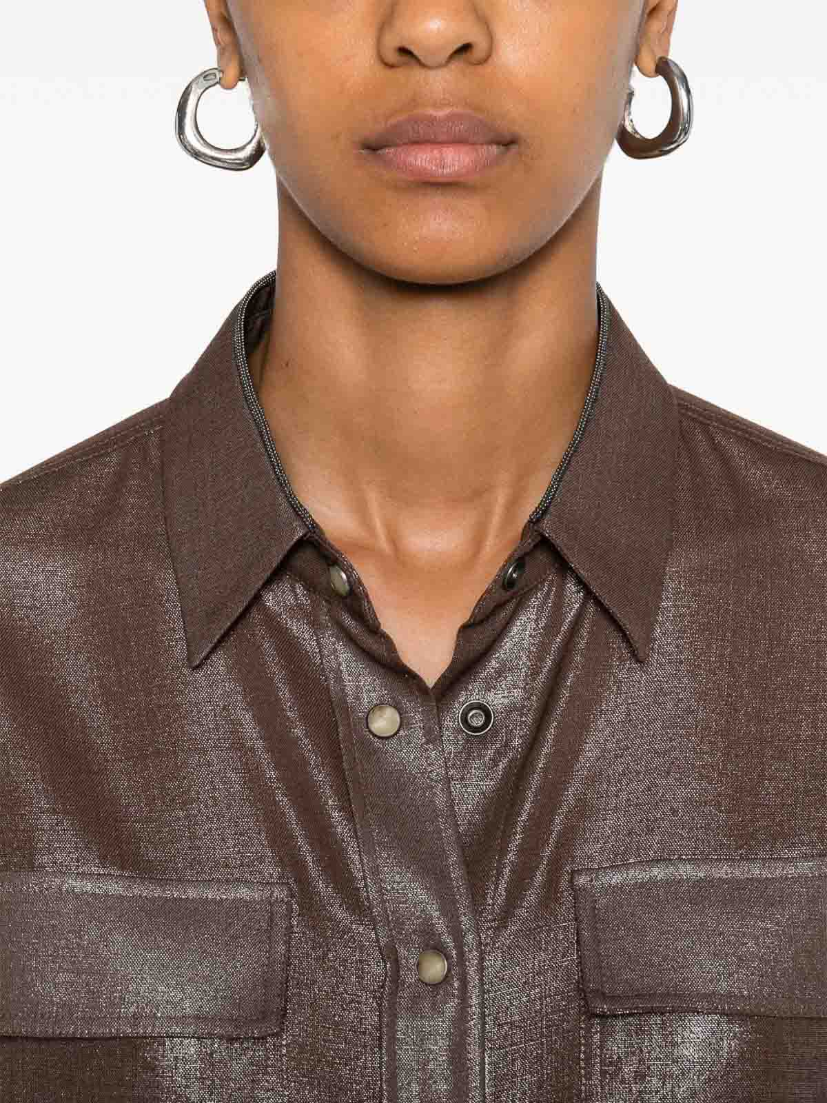 Brown Wool Blend Shirt MP150NC106C3185 (Brunello Cucinelli / シャツ・ブラウス ) | Brunello Cucinelli (ブルネロ・クチネリ)(3)