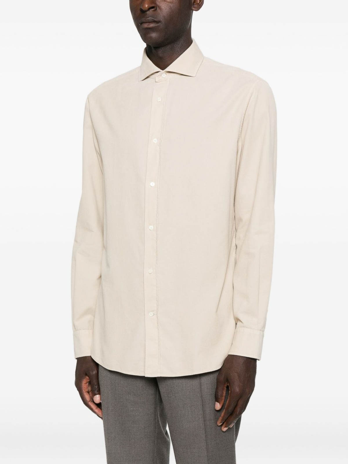 Beige Cotton Button-Down Shirt ML6880627C7051 (Brunello Cucinelli / シャツ・ブラウス ) | Brunello Cucinelli (ブルネロ・クチネリ)(1)