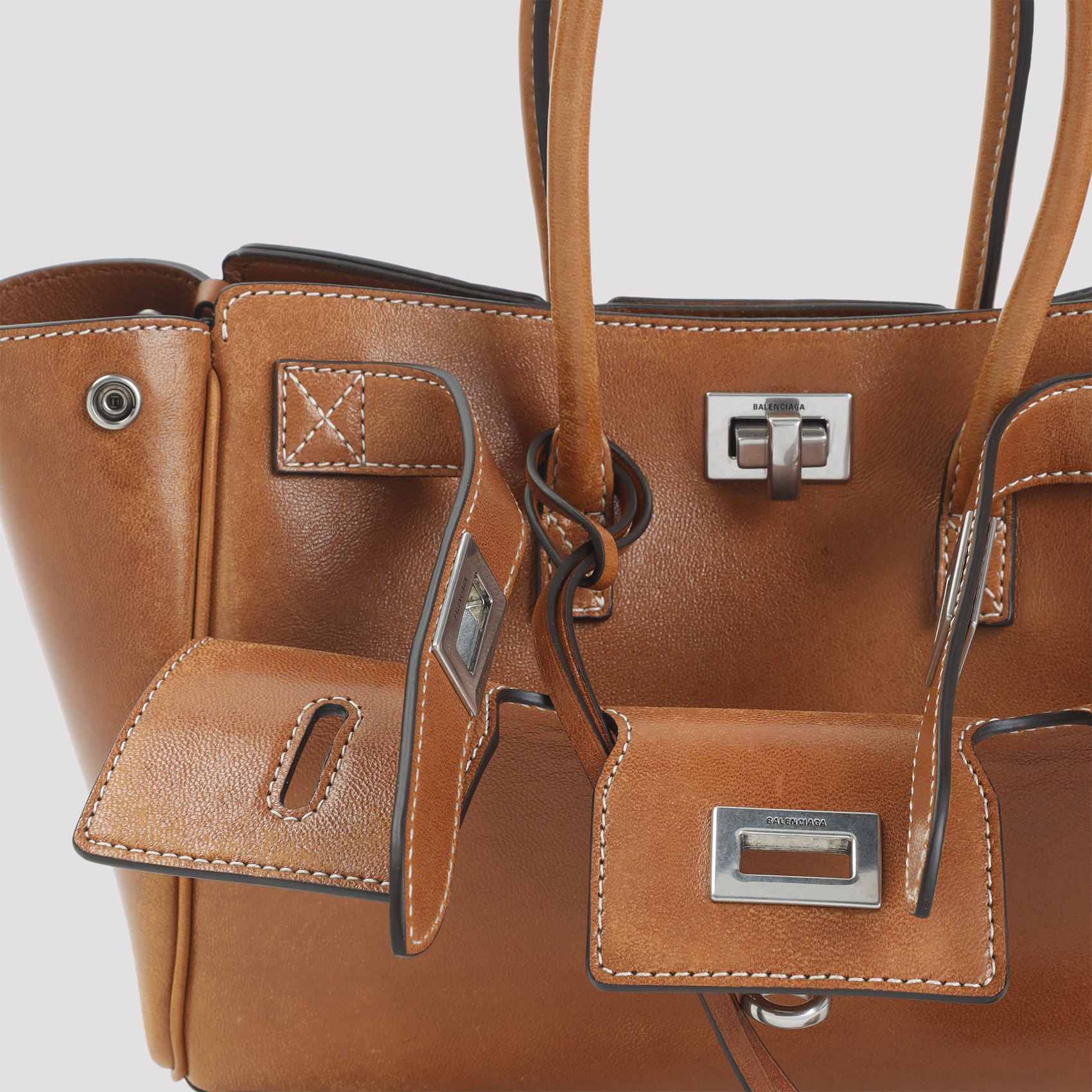 Caramel leather mini Carry All Bel Air handbag 8357322ABP72753 (Balenciaga / ハンドバッグ・ショルダーバッグ ) | Balenciaga (バレンシアガ)(3)