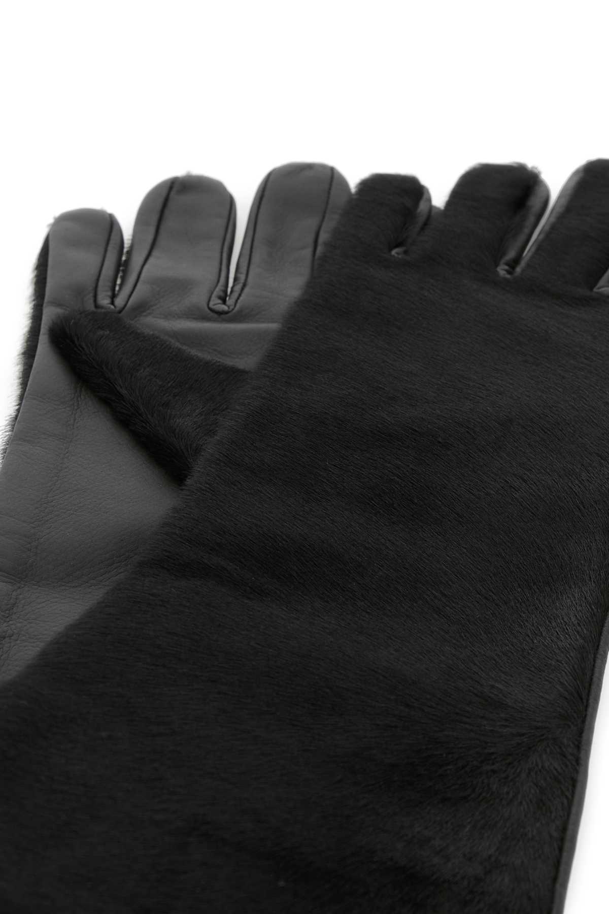 Black leather and calf hair Edna gloves EDNABLACK (LOULOU STUDIO / グローブ ) | LOULOU STUDIO (ルルスタジオ)(1)