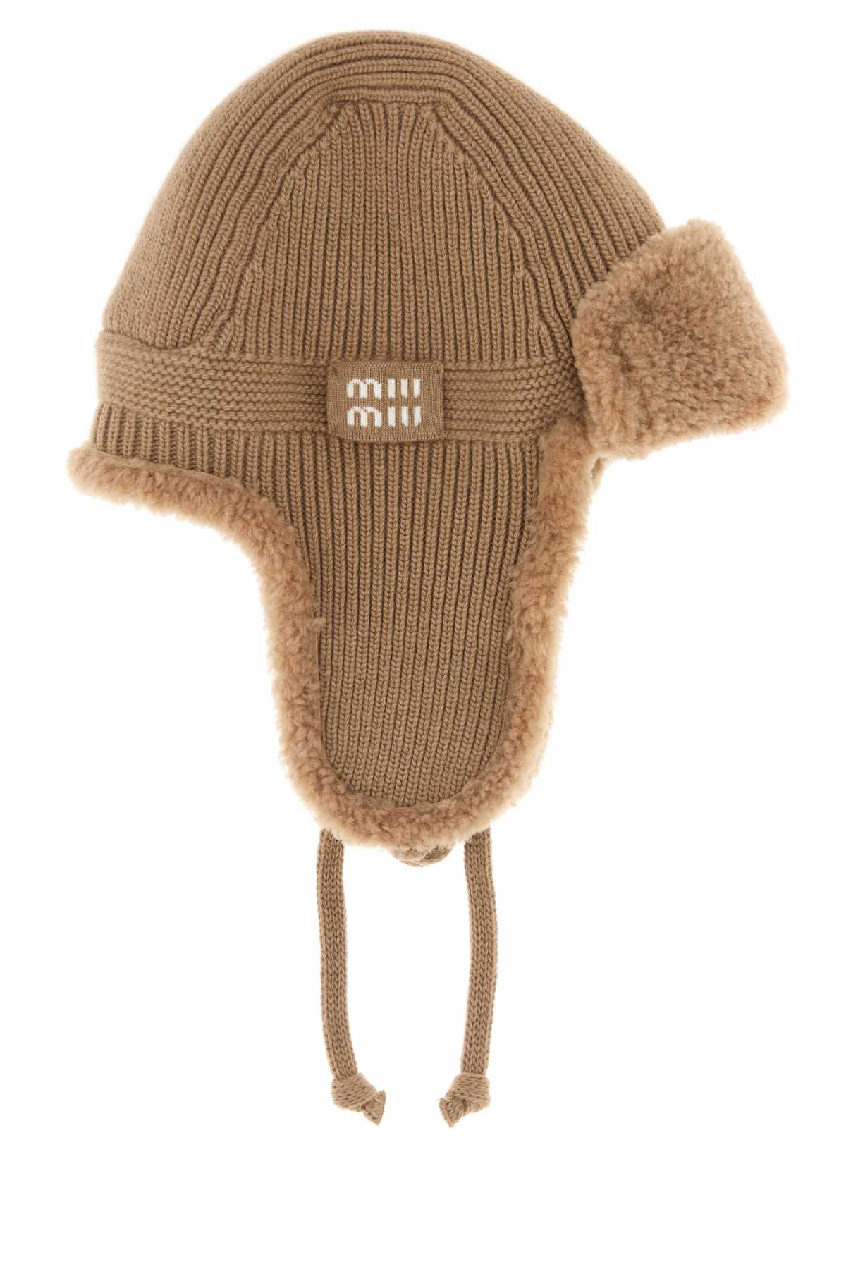 Camel wool blend aviator hat 5HC3862CSRF0040 (MIU MIU / 帽子 ) | MIU MIU (ミュウミュウ)