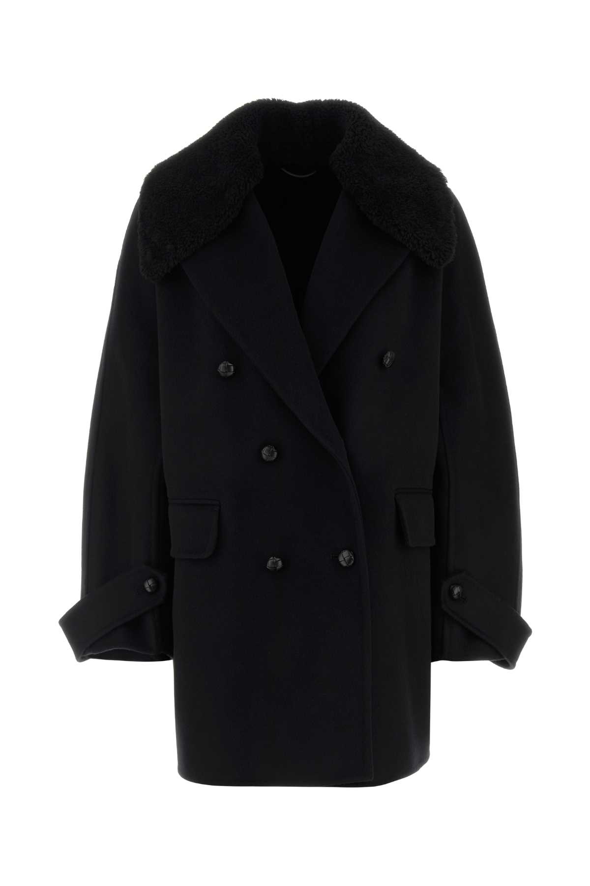 Black wool coat D476D702SHNKW95708 (ERMANNO SCERVINO / コート ) | ERMANNO SCERVINO (エルマンノ シェルヴィーノ)