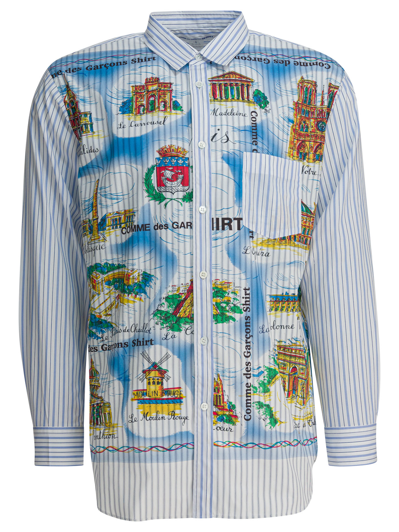 Striped shirt with print FPB015W251 (Comme Des Garçons SHIRT / シャツ・ブラウス ) | Comme Des Garçons SHIRT (コムデギャルソン シャツ)