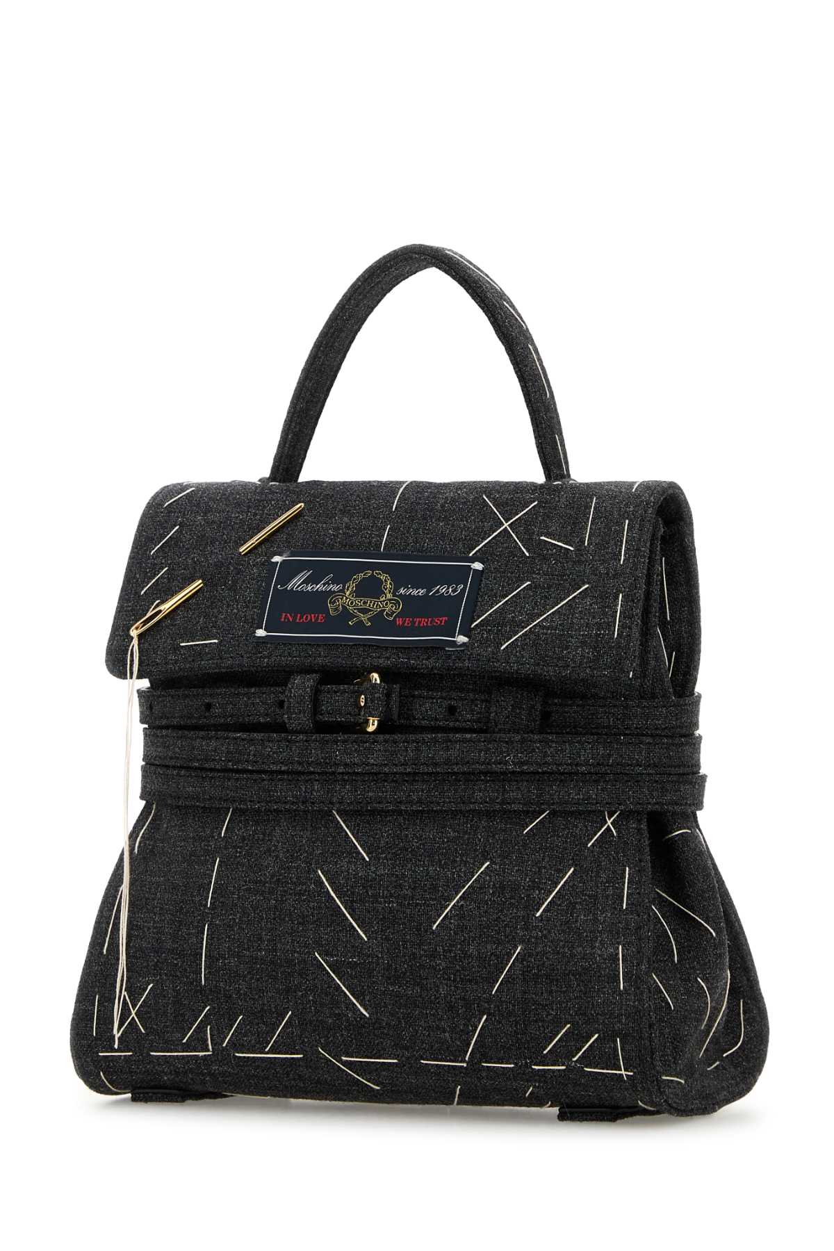 Dark grey fabric handbag MC4202PP0NOW900A (MOSCHINO / ハンドバッグ・ショルダーバッグ ) | MOSCHINO (モスキーノ)(1)