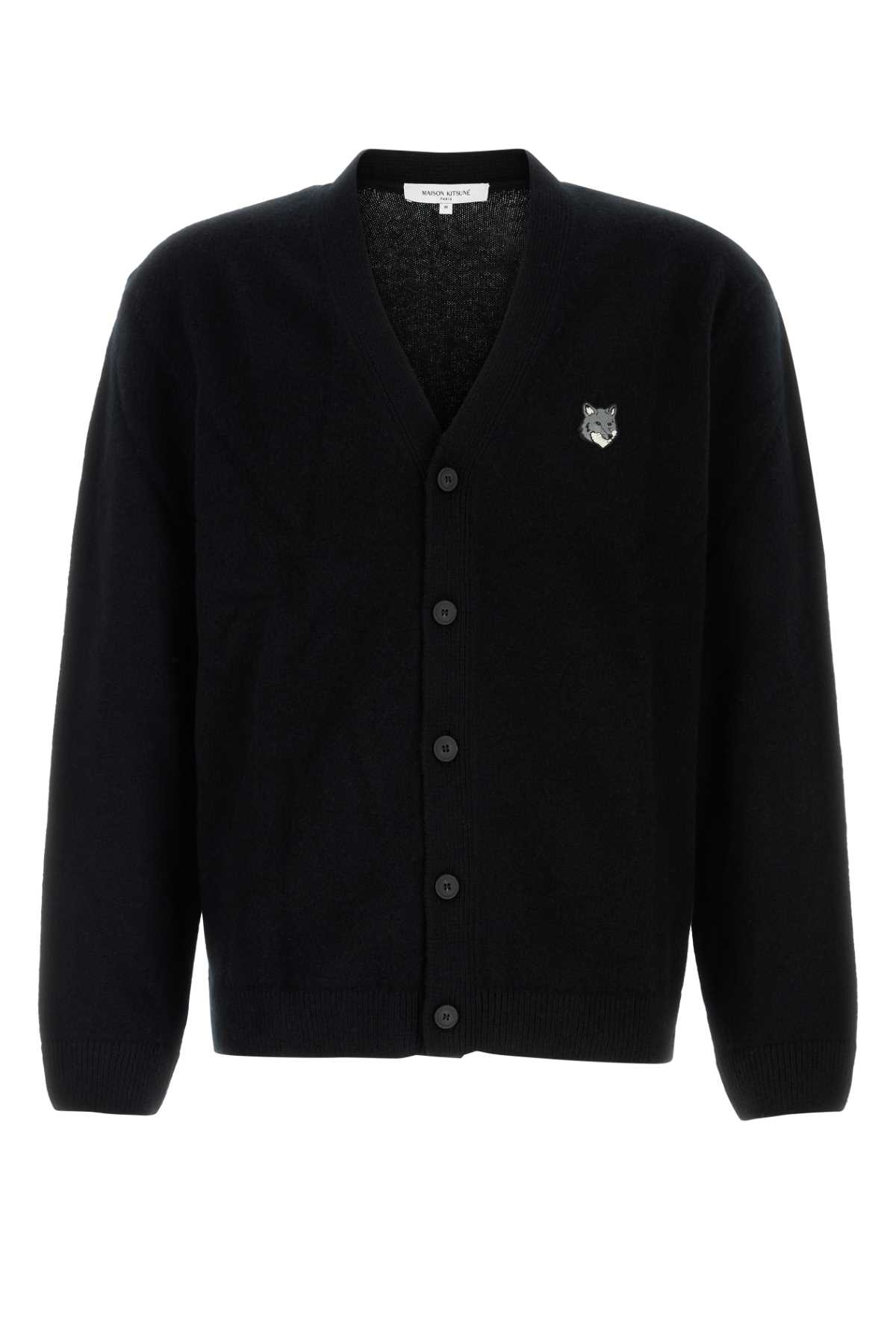 Black wool cardigan PM00502KT1006P199 (Maison Kitsuné / ニット・セーター・カーディガン ) | Maison Kitsuné (メゾン キツネ)