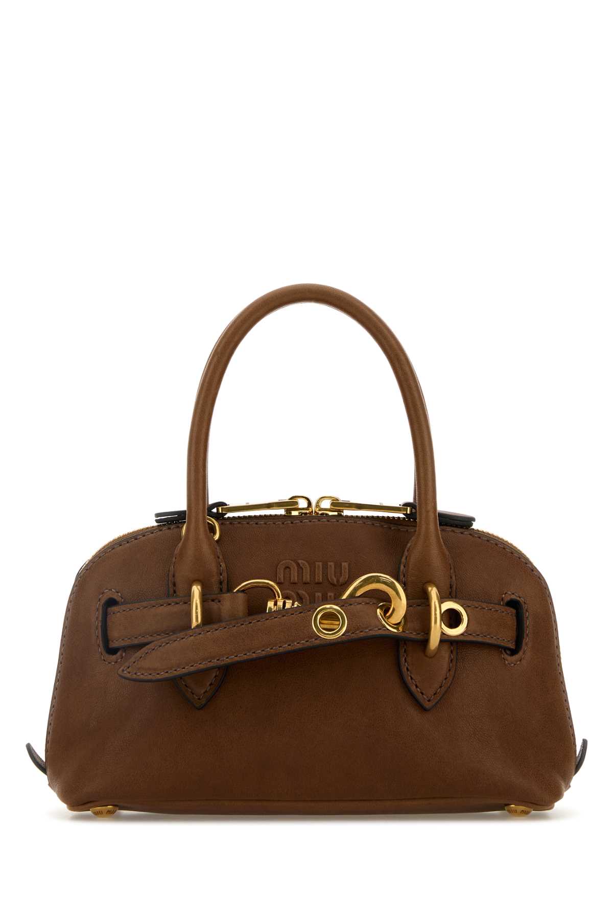 Caramel leather mini Aventure handbag 5BP0902BBLF0316 (MIU MIU / ハンドバッグ・ショルダーバッグ ) | MIU MIU (ミュウミュウ)