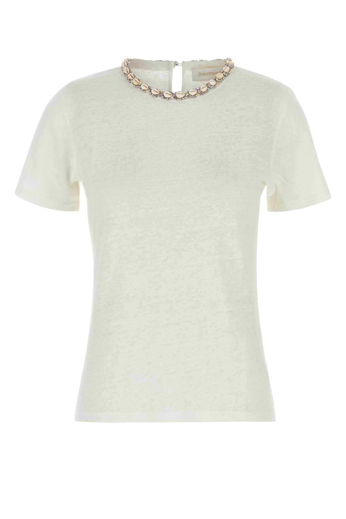 White linen Illuminate t-shirt 3716TS251IVO (ZIMMERMANN / Tシャツ・カットソー ) | ZIMMERMANN (ジマーマン)