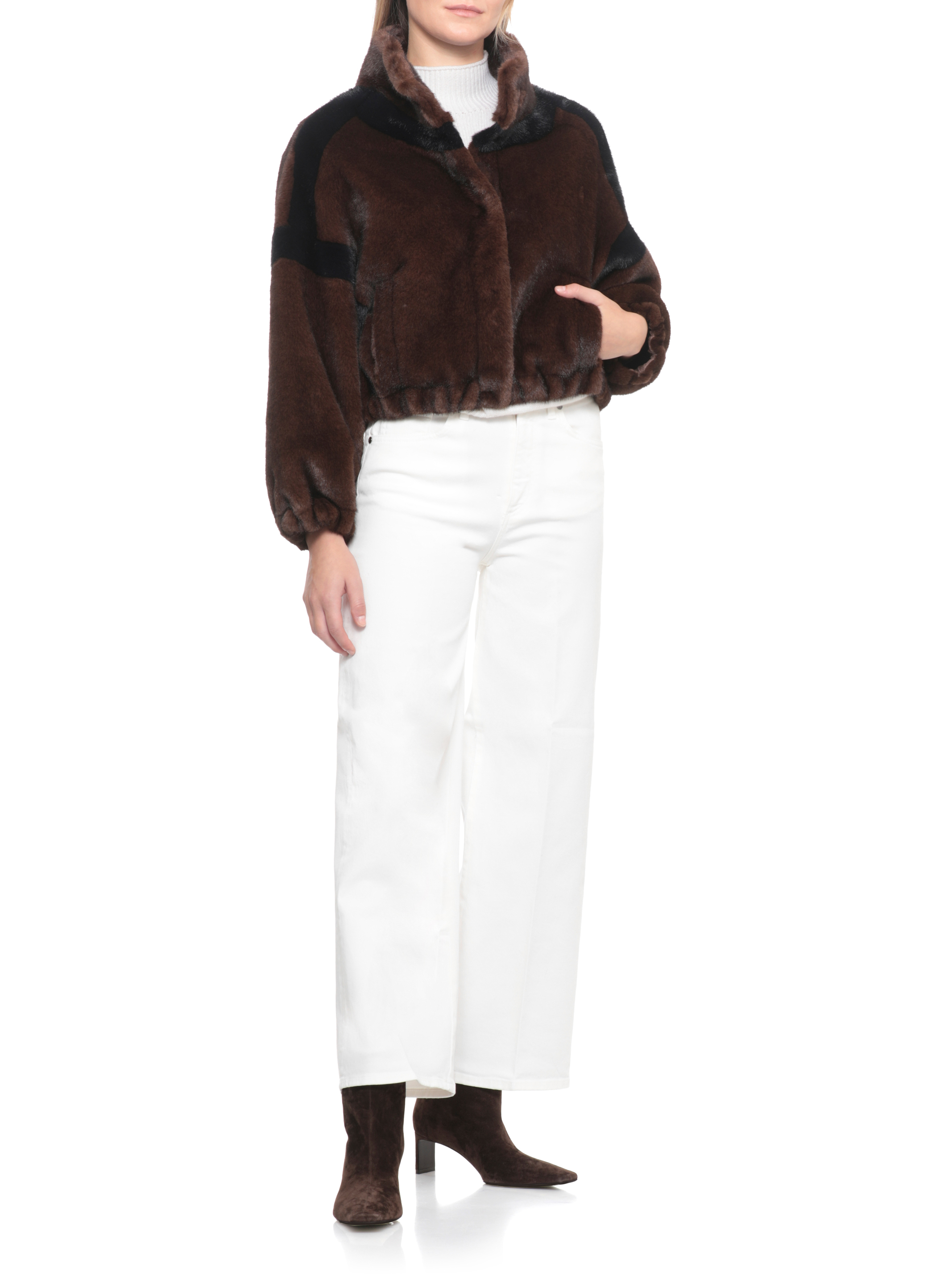 VALENTINI 1972 Coats Brown E3106ECOMINKBICOLORCOCOANAVY (VALENTINI 1972 / レザー&ファージャケット・コート ) | VALENTINI 1972 (ヴァレンティーニ 1972)(4)