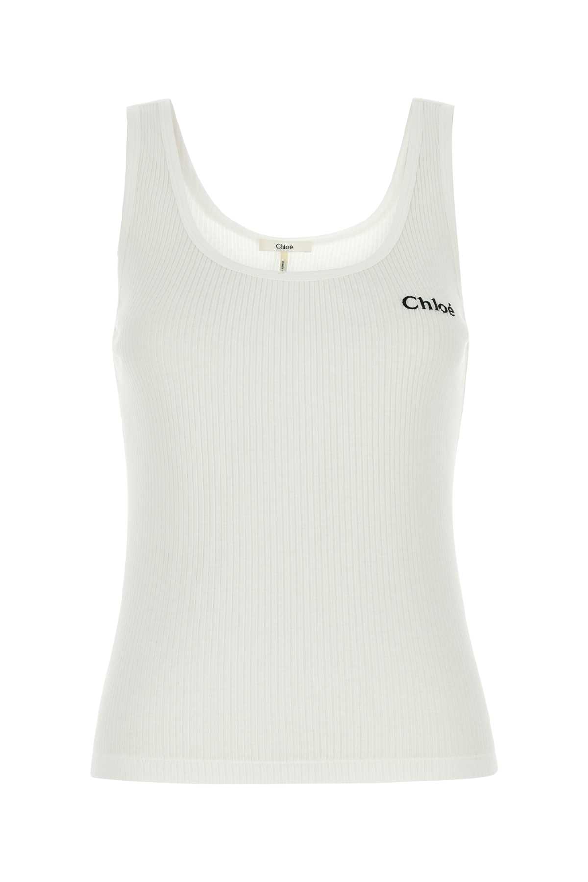White cotton tank top 25SJH12180101 (Chloé / タンクトップ・キャミソール ) | Chloé (クロエ)