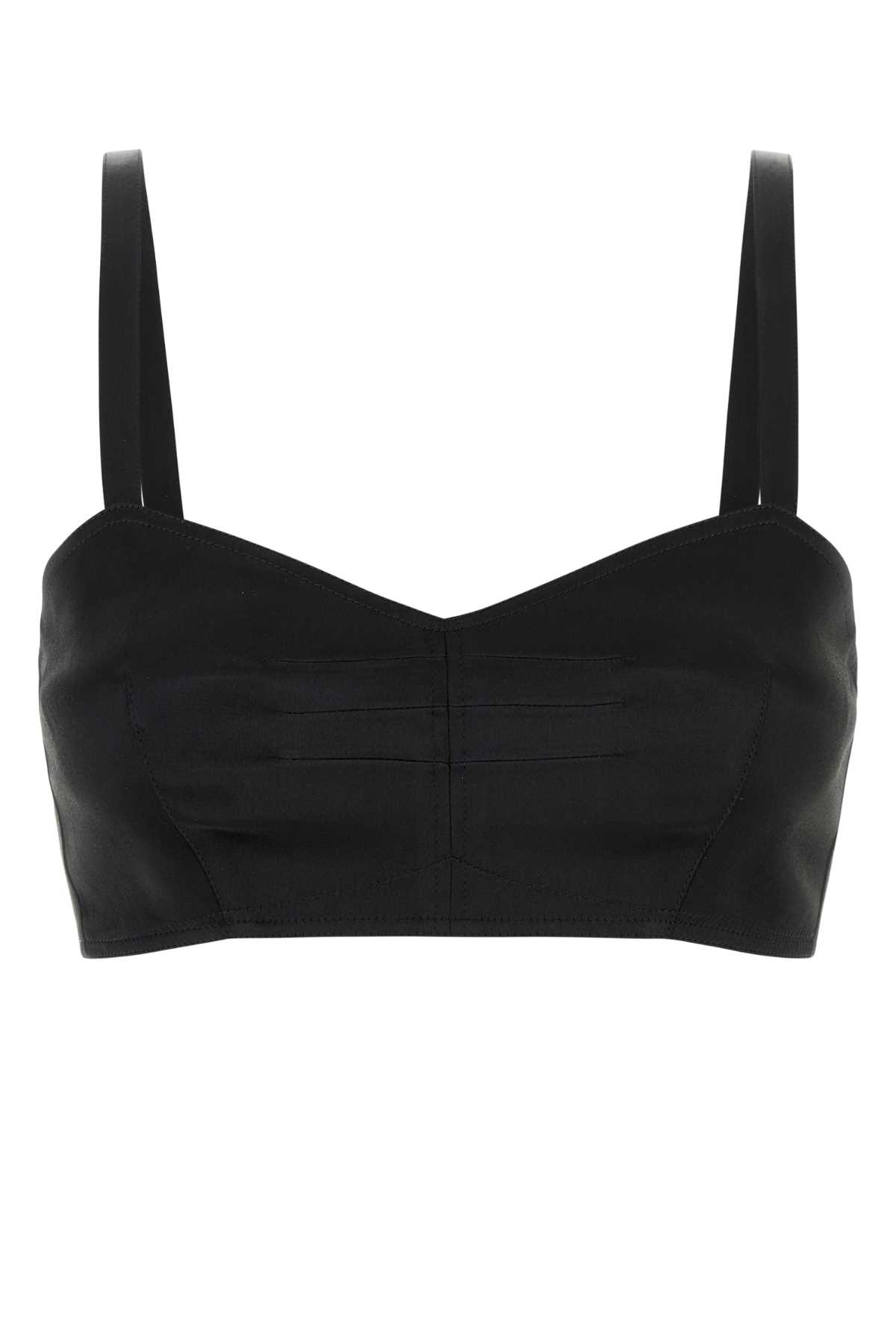 Black satin crop-top P910NSOOO15ZCF0002 (Prada / タンクトップ・キャミソール ) | Prada (プラダ)