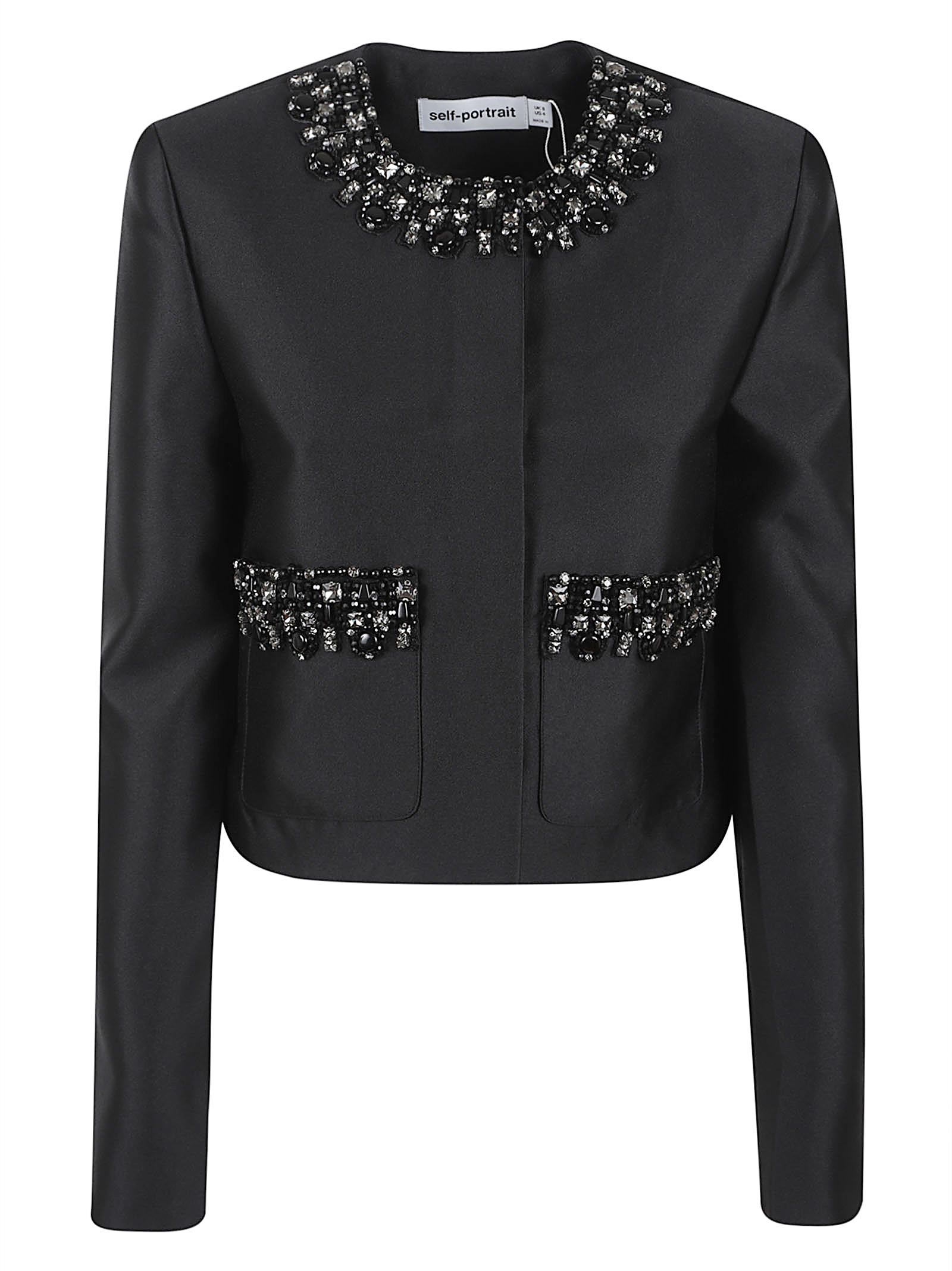 BLACK TAFFETA EMBELLISHED TRIM MINI DRESS AW25061SBLACK (self-portrait / ブレザー・ジャケット ) | self-portrait (セルフ・ポートレイト)