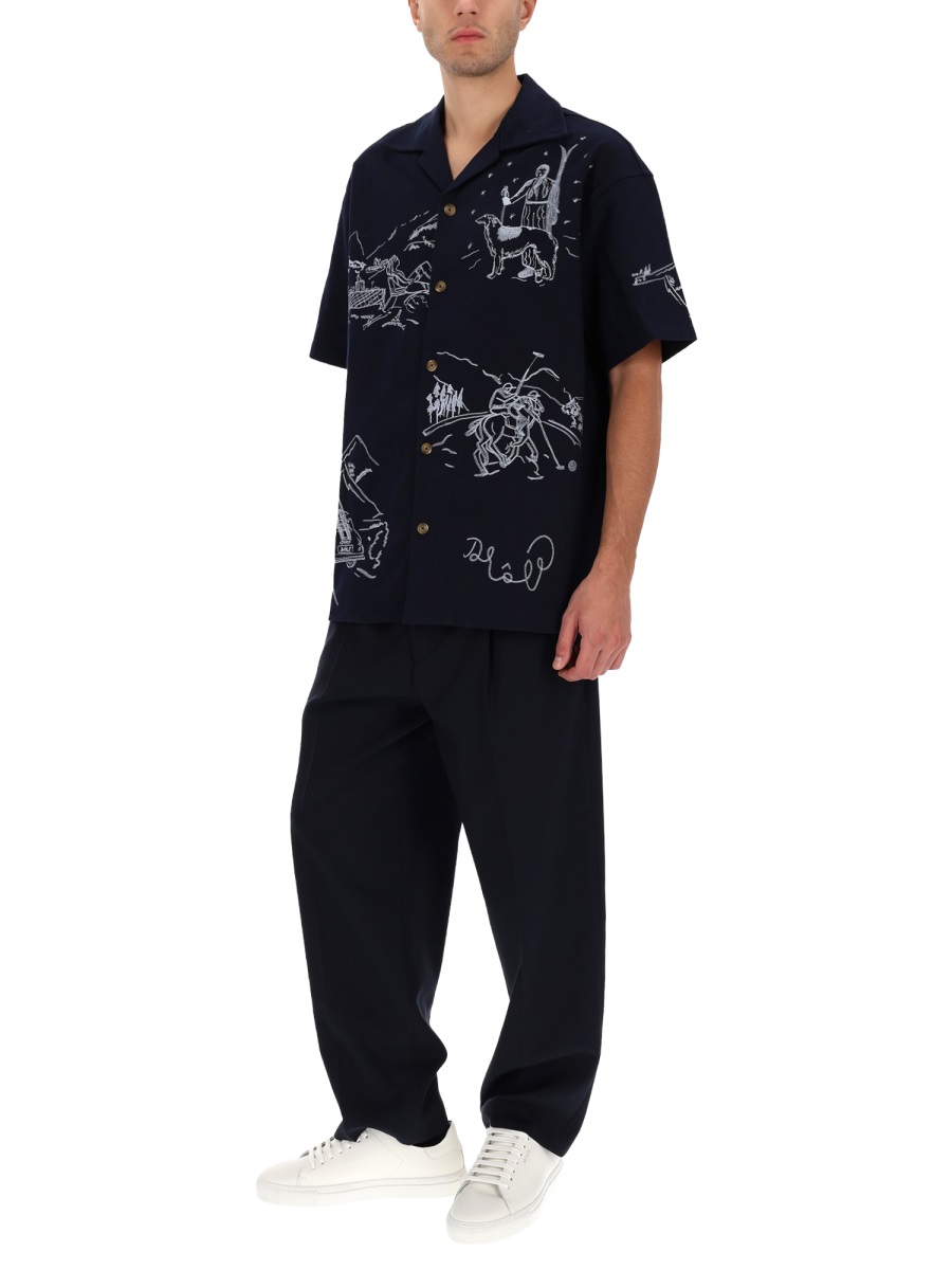 SHIRT WITH EMBROIDERY SH228CO215NAVY (Drôle De Monsieur / シャツ・ブラウス ) | Drôle De Monsieur (ドロールドムッシュ)(1)