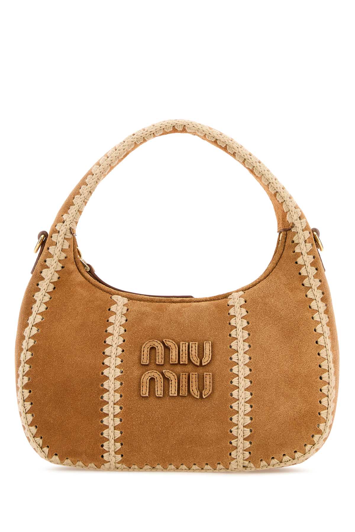 Beige suede handbag 5BC125VOWR2IBGF0401 (MIU MIU / ハンドバッグ・ショルダーバッグ ) | MIU MIU (ミュウミュウ)