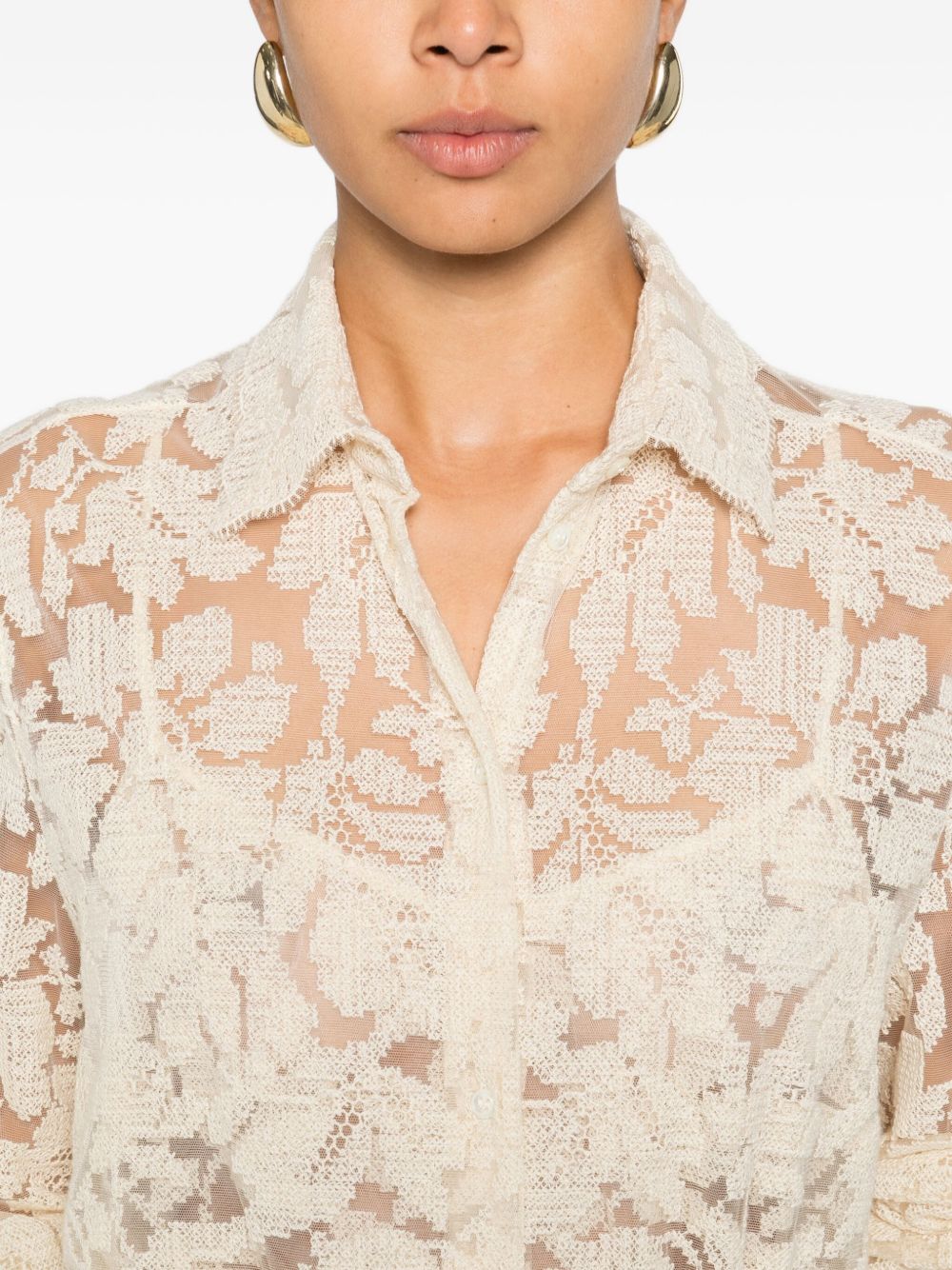 Ermanno Scervino Shirts Beige D472K773CSJZU20806 (ERMANNO SCERVINO / シャツ・ブラウス ) | ERMANNO SCERVINO (エルマンノ シェルヴィーノ)(3)