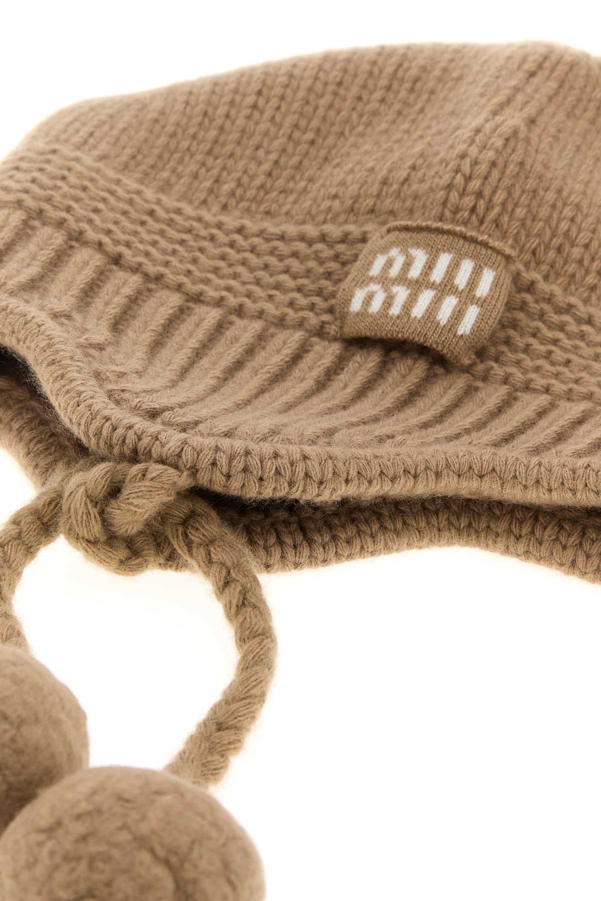 Camel wool blend beanie hat 5HC3242F8SF0040 (MIU MIU / 帽子 ) | MIU MIU (ミュウミュウ)(1)