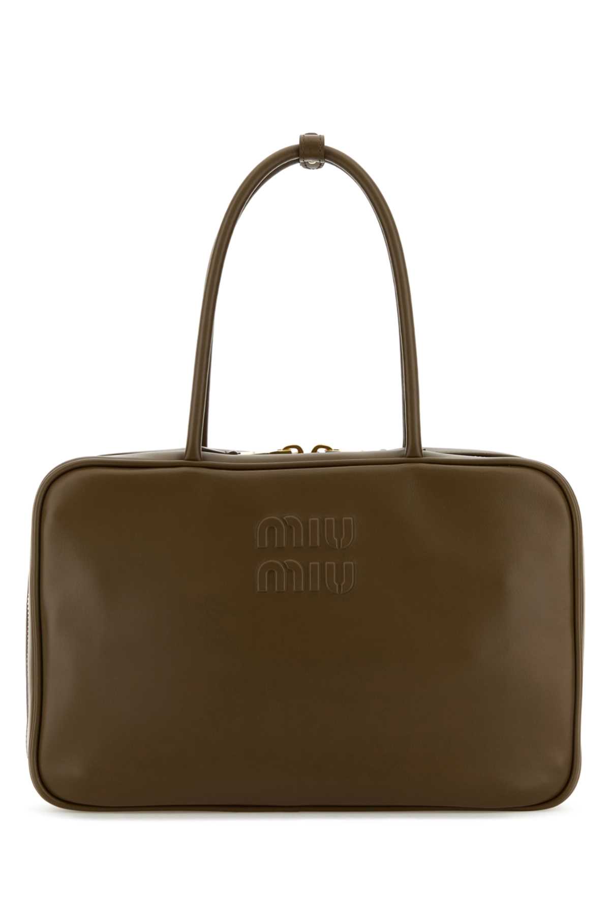 Bottle green leather handbag 5BB117VMON2CRWF0244 (MIU MIU / ハンドバッグ・ショルダーバッグ ) | MIU MIU (ミュウミュウ)