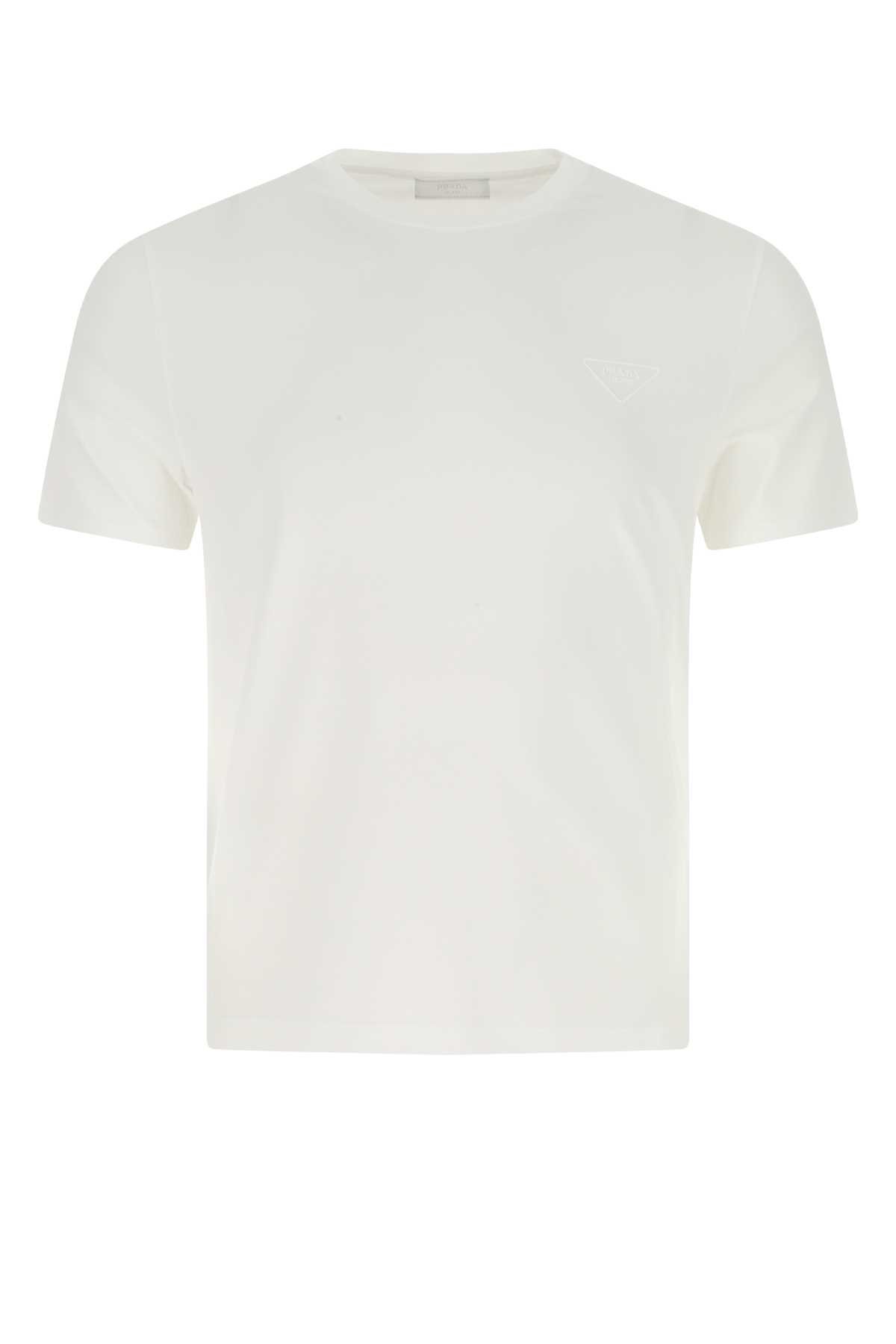 White stretch cotton t-shirt UJN712S2111YDPF0009 (Prada / Tシャツ・カットソー ) | Prada (プラダ)
