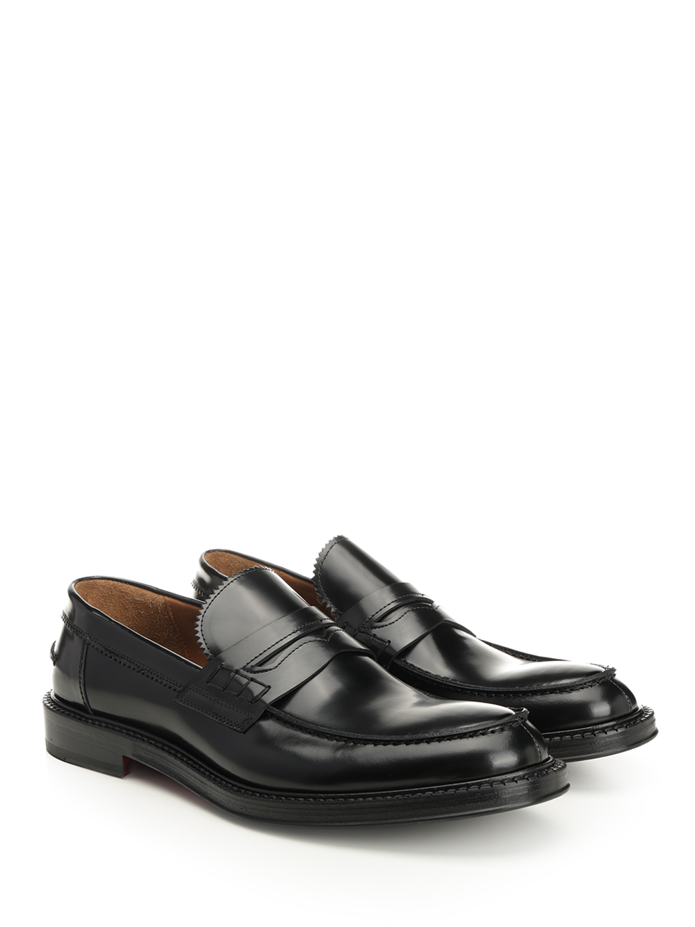 Black Brushed Leather Penny Loafer 2540WEMBLEYNERO (Corvari / ローファー ) | Corvari (コルバリ)(1)