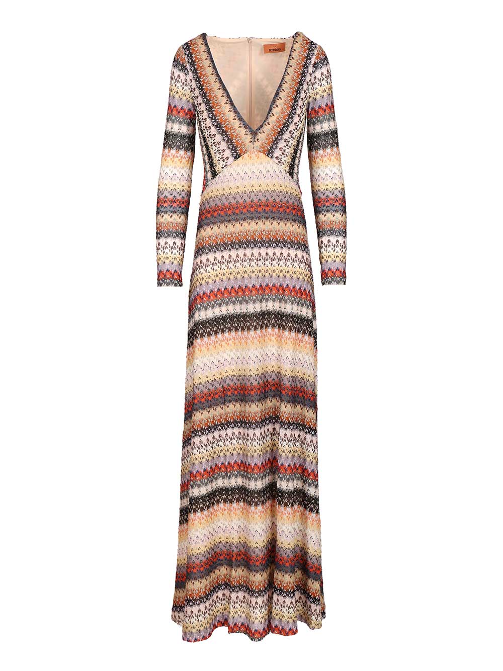 Long dress with multicolored V-neck DS25WG20BR012OSM9R4 (MISSONI / ワンピース・ドレス・オールインワン ) | MISSONI (ミッソー二)