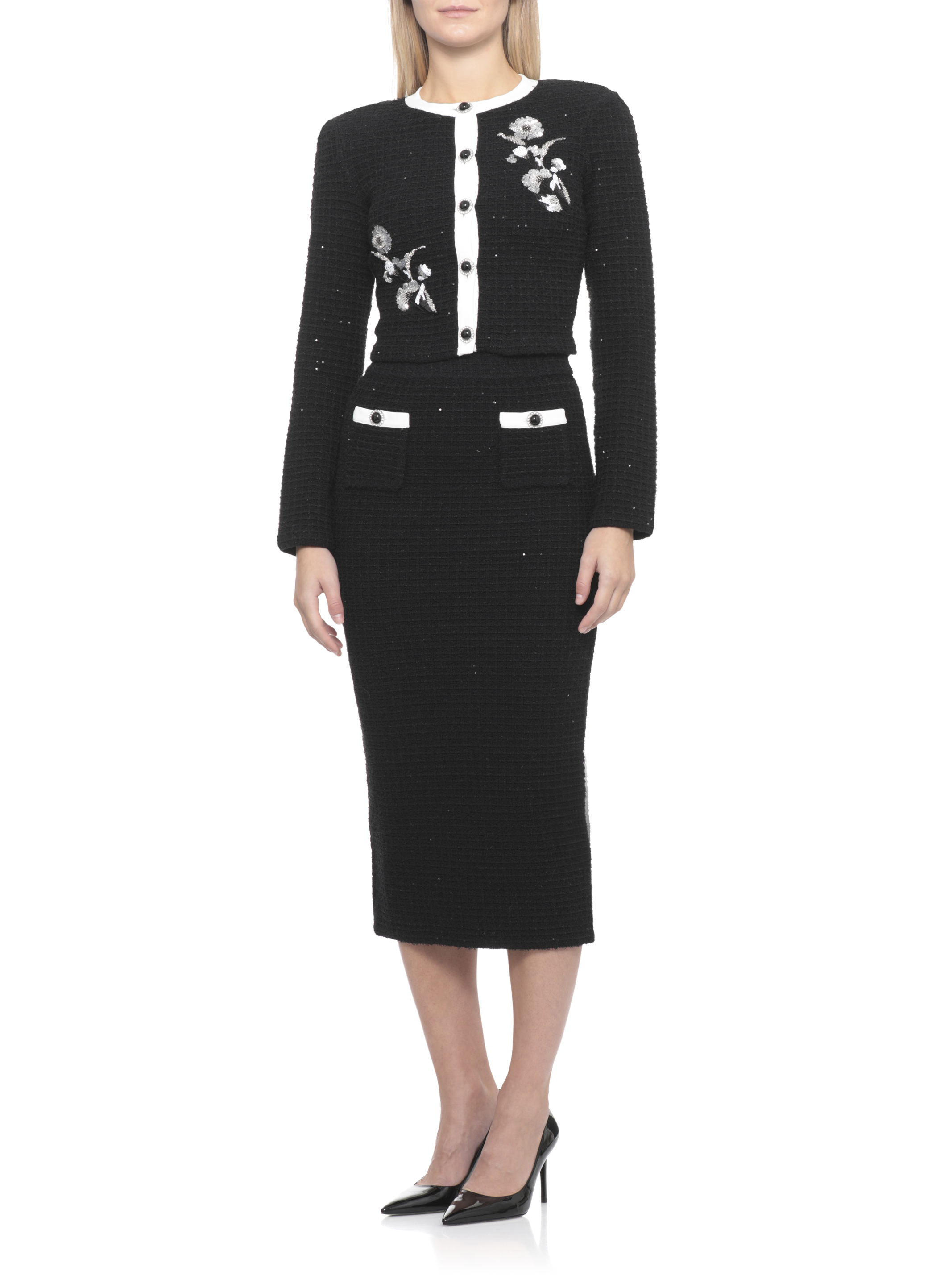 SELF PORTRAIT Jackets Black SC25013JBBLACKFLORALTEXTBLACK (self-portrait / ブレザー・ジャケット ) | self-portrait (セルフ・ポートレイト)(4)