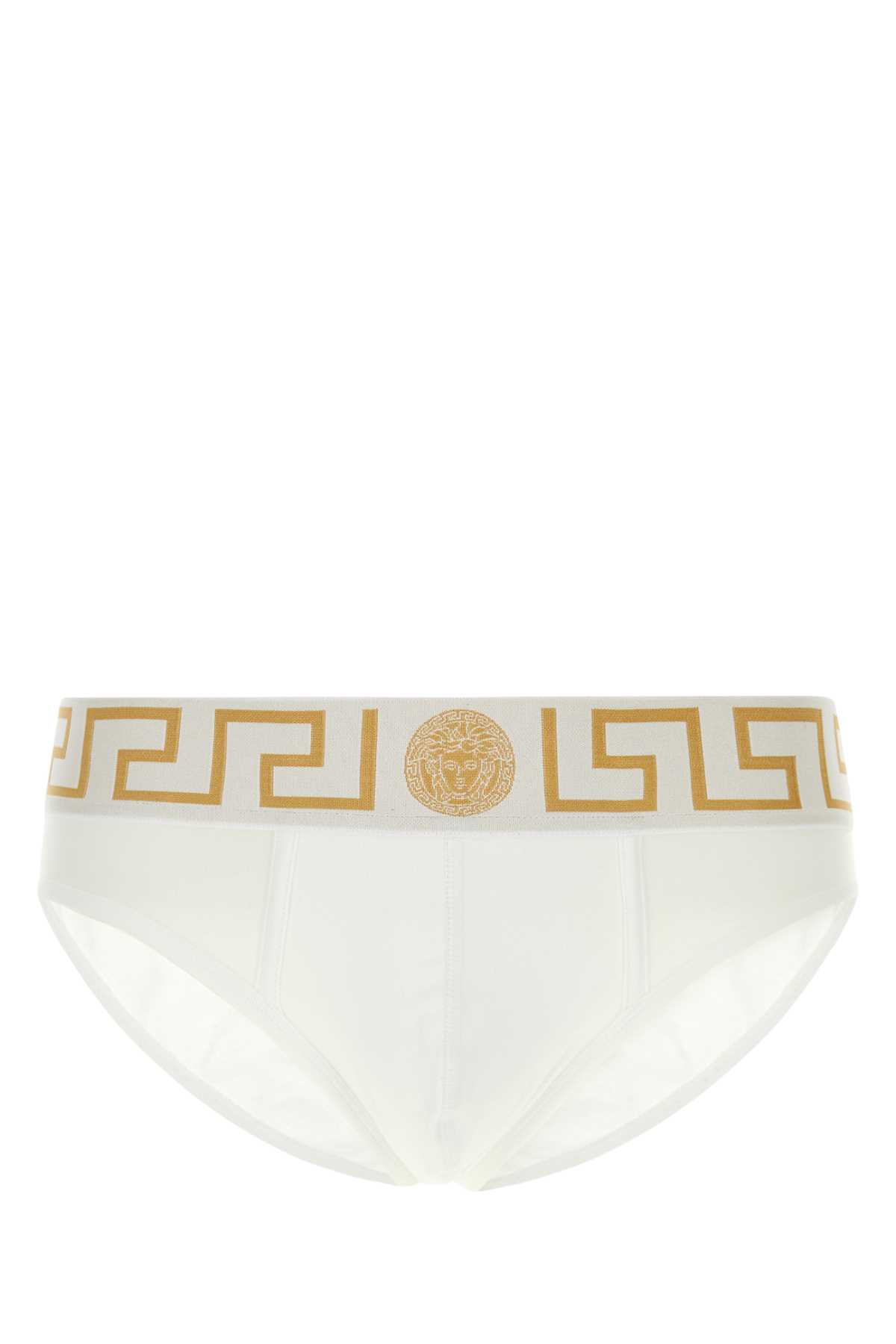 White stretch cotton brief AU100271A10011A81H (VERSACE / アンダーウェア ) | VERSACE (ヴェルサーチェ)