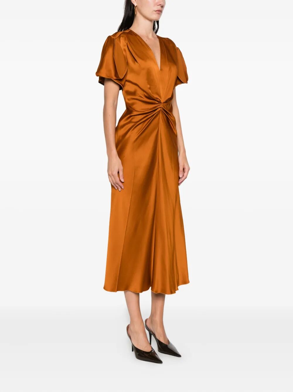 GATHERED V NECK MIDI DRESS 1126WDR005195D3178 (VICTORIA BECKHAM / ワンピース・ドレス・オールインワン ) | VICTORIA BECKHAM (ヴィクトリア ベッカム)(4)