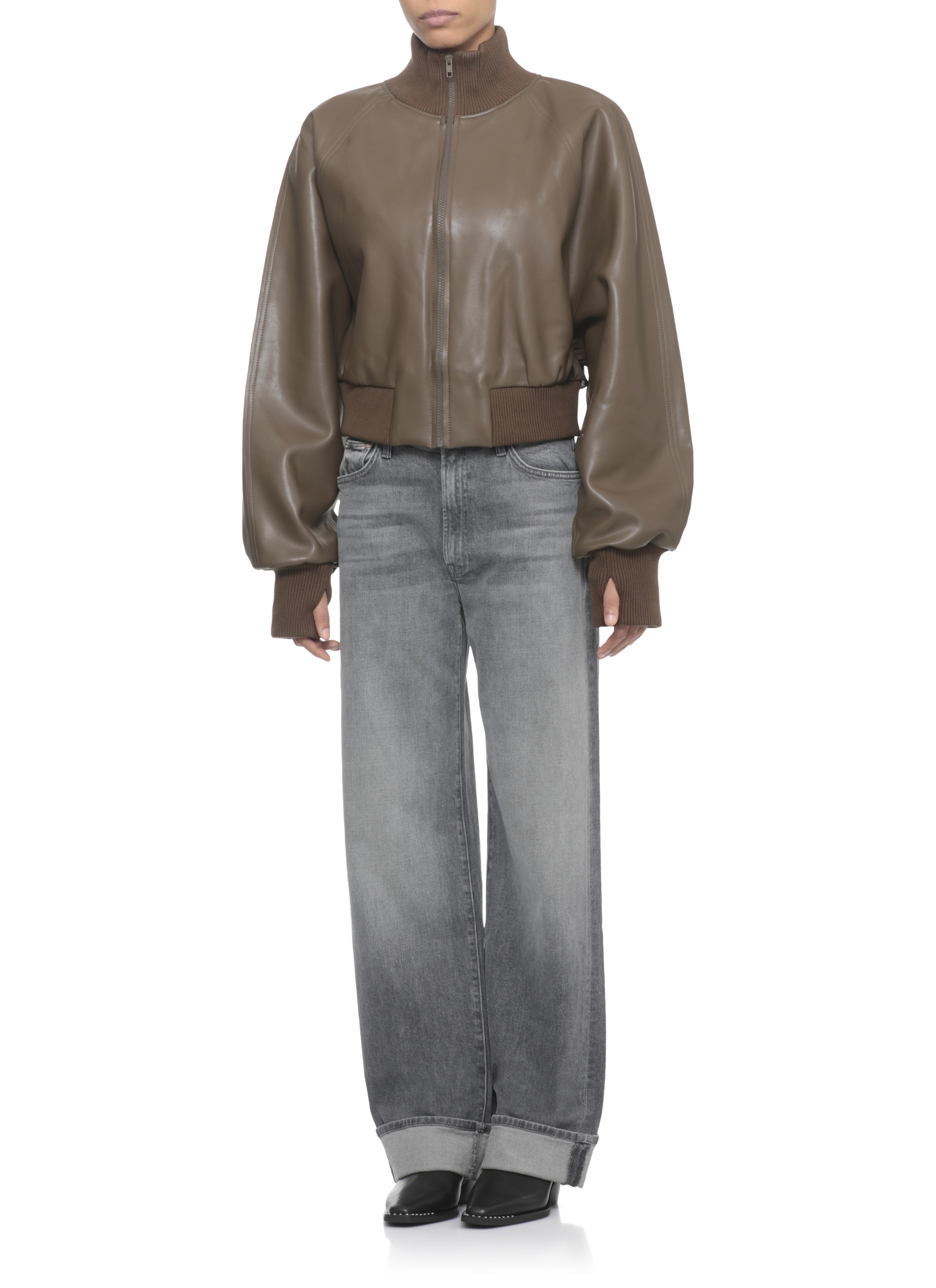 Norma Kamali Coats Brown ST3254LVR31867 (NORMA KAMALI / レザー&ファージャケット・コート ) | NORMA KAMALI (ノーマカマリ)(1)