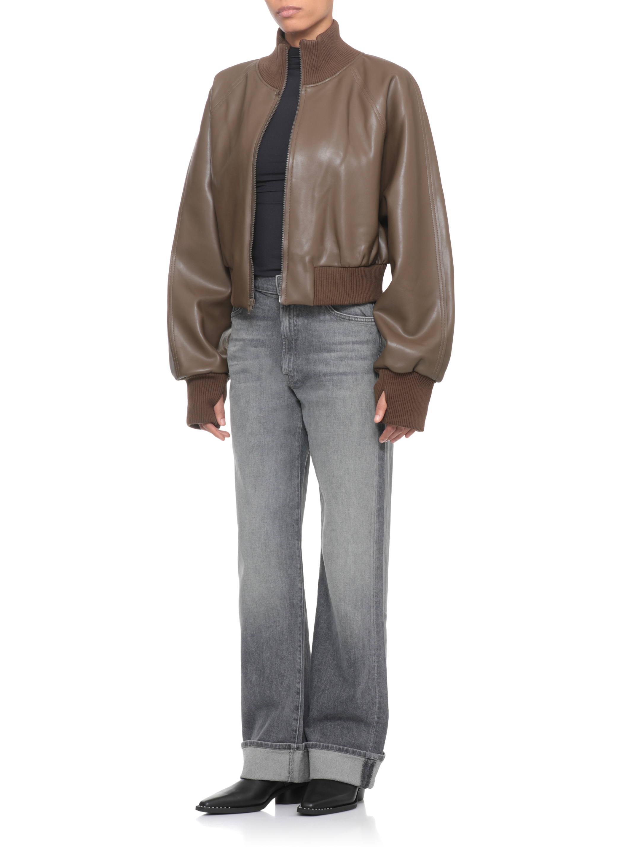 Norma Kamali Coats Brown ST3254LVR31867 (NORMA KAMALI / レザー&ファージャケット・コート ) | NORMA KAMALI (ノーマカマリ)(4)