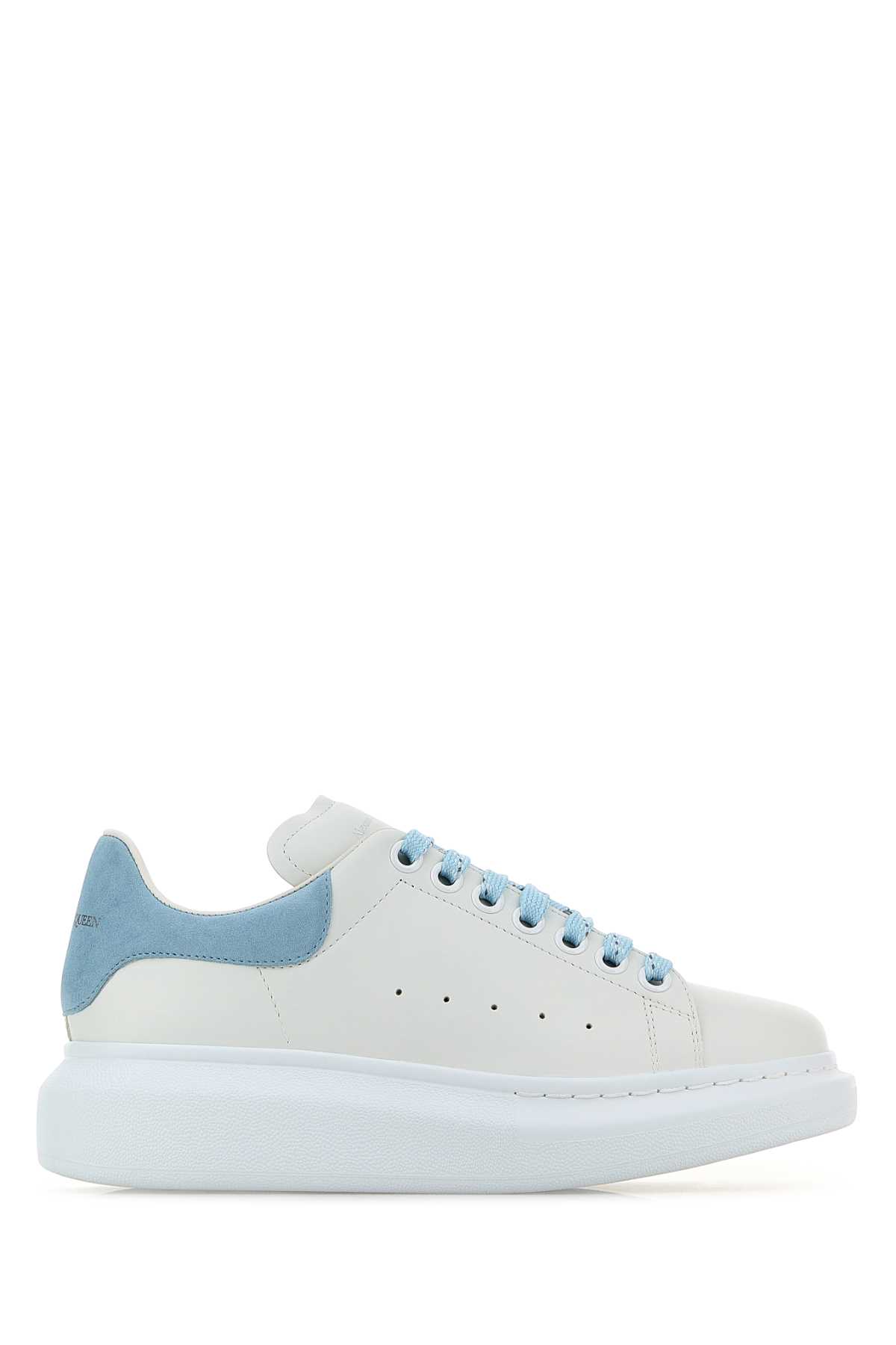 White leather sneakers with pastel light blue suede heel 553770WIEF19412 (Alexander McQUEEN / スニーカー ) | Alexander McQUEEN (アレキサンダー・マックイーン)
