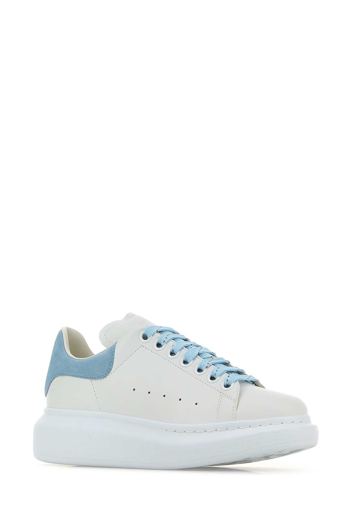 White leather sneakers with pastel light blue suede heel 553770WIEF19412 (Alexander McQUEEN / スニーカー ) | Alexander McQUEEN (アレキサンダー・マックイーン)(1)