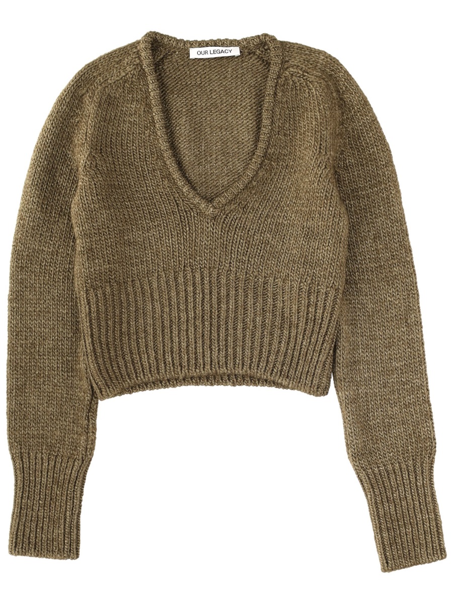 V-NECK SWEATER W4253SFFLUSHGREENRUSTICWOOLSILK (OUR LEGACY / ニット・セーター・カーディガン ) | OUR LEGACY (アワーレガシー)