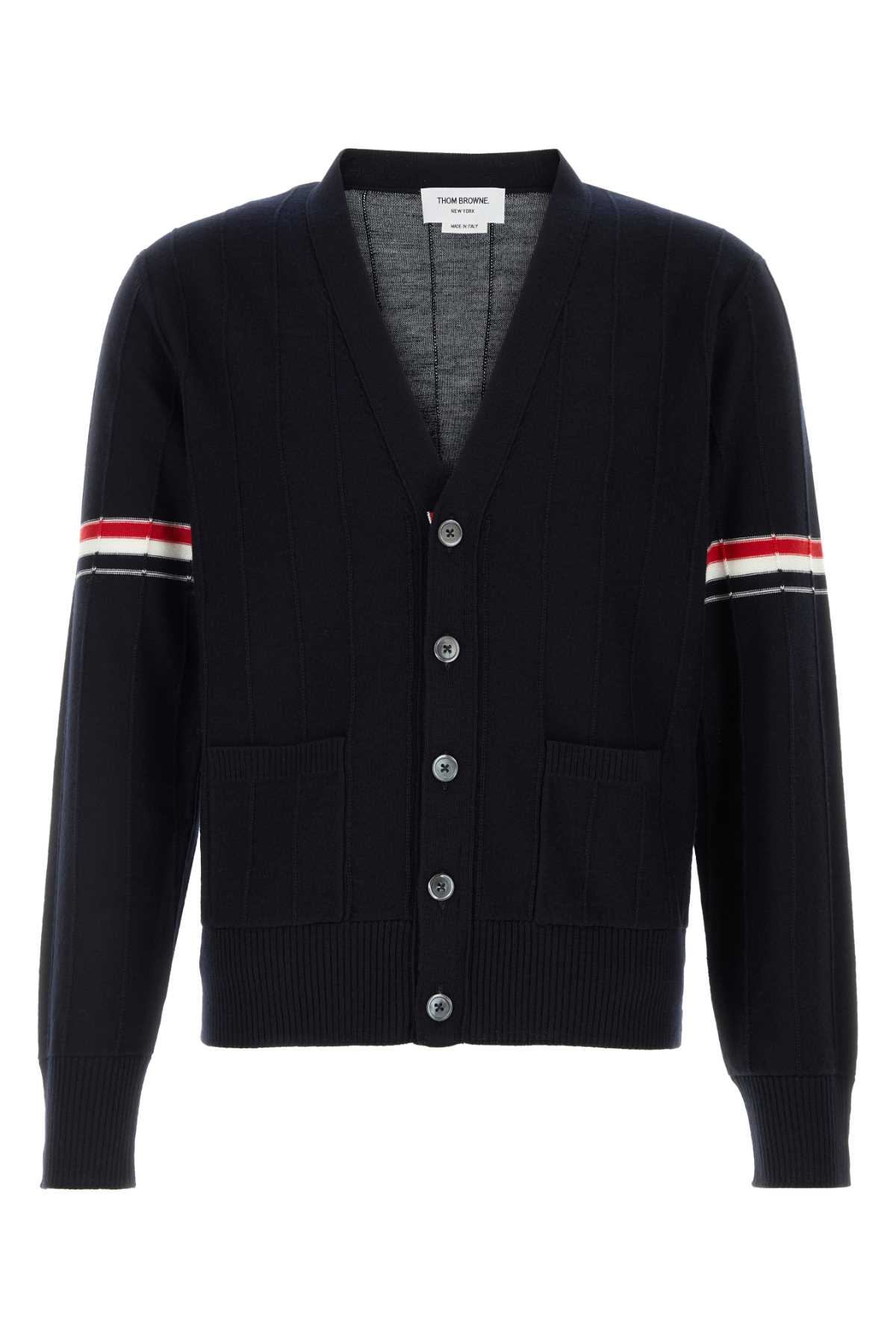 Dark blue wool cardigan MKC519AY1002415 (Thom Browne / ニット・セーター・カーディガン ) | Thom Browne (トム・ブラウン)