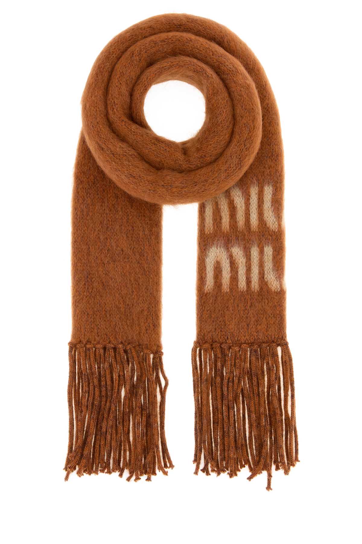 Orange mohair blend scarf 5FS0622CQDF0033 (MIU MIU / スカーフ・マフラー ) | MIU MIU (ミュウミュウ)