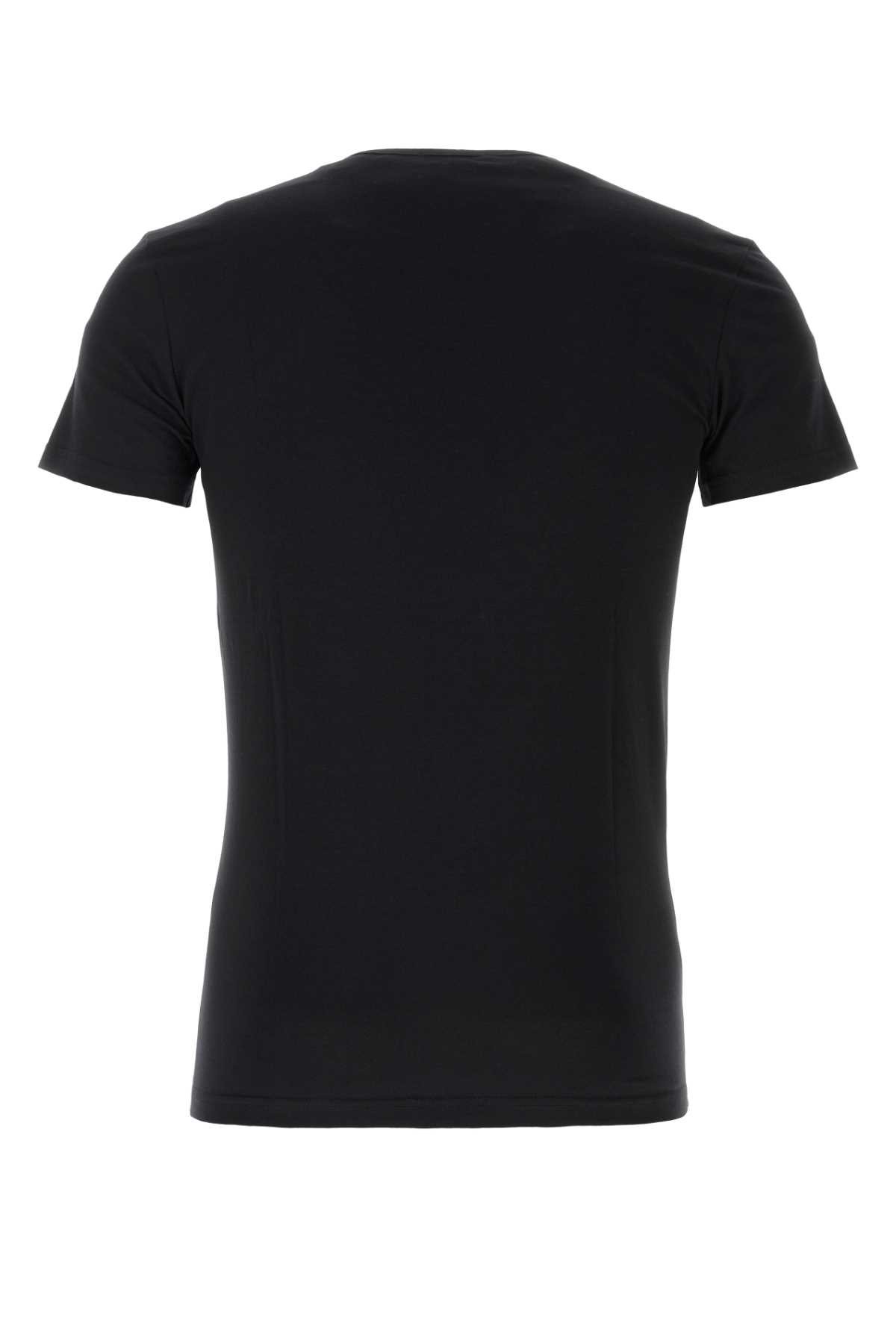 Black stretch cotton t-shirt AUU010051A10011A1008 (VERSACE / アンダーウェア ) | VERSACE (ヴェルサーチェ)(1)