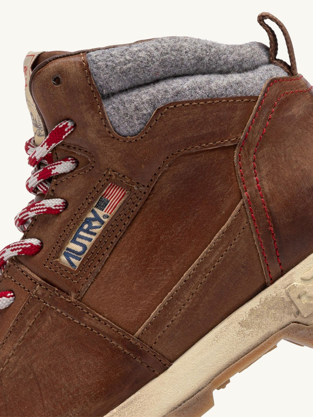 MALGA PEDULA HIKING BOOTS IN NATURAL LEATHER AND GREY FABRIC HBMWHF01CUIRGREY (AUTRY / ブーツ ) | AUTRY (オートリー)(4)