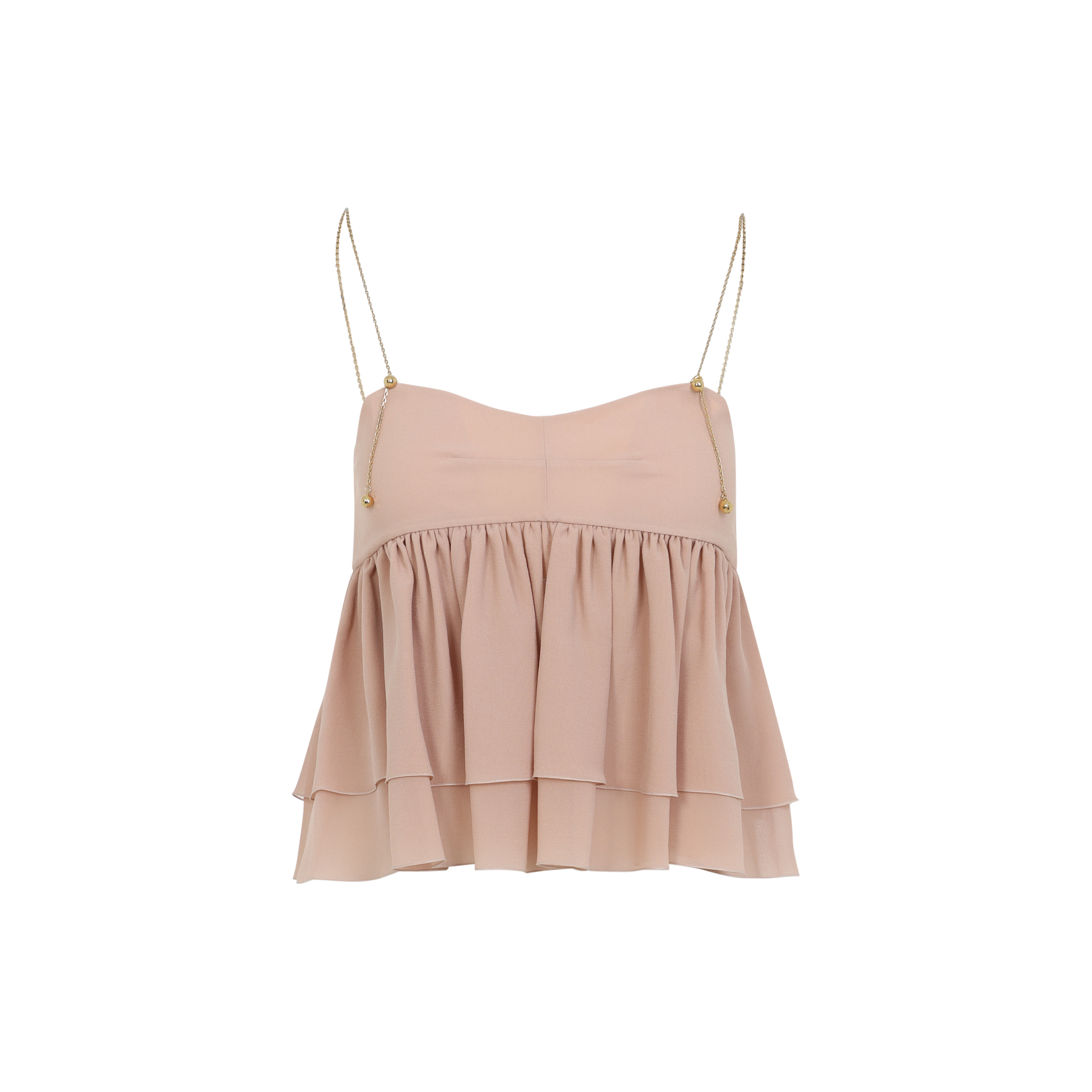 SLEEVELESS SILK GEORGETTE TOP WITH RUFFLES CH26SHT150026H7 (Chloé / タンクトップ・キャミソール ) | Chloé (クロエ)
